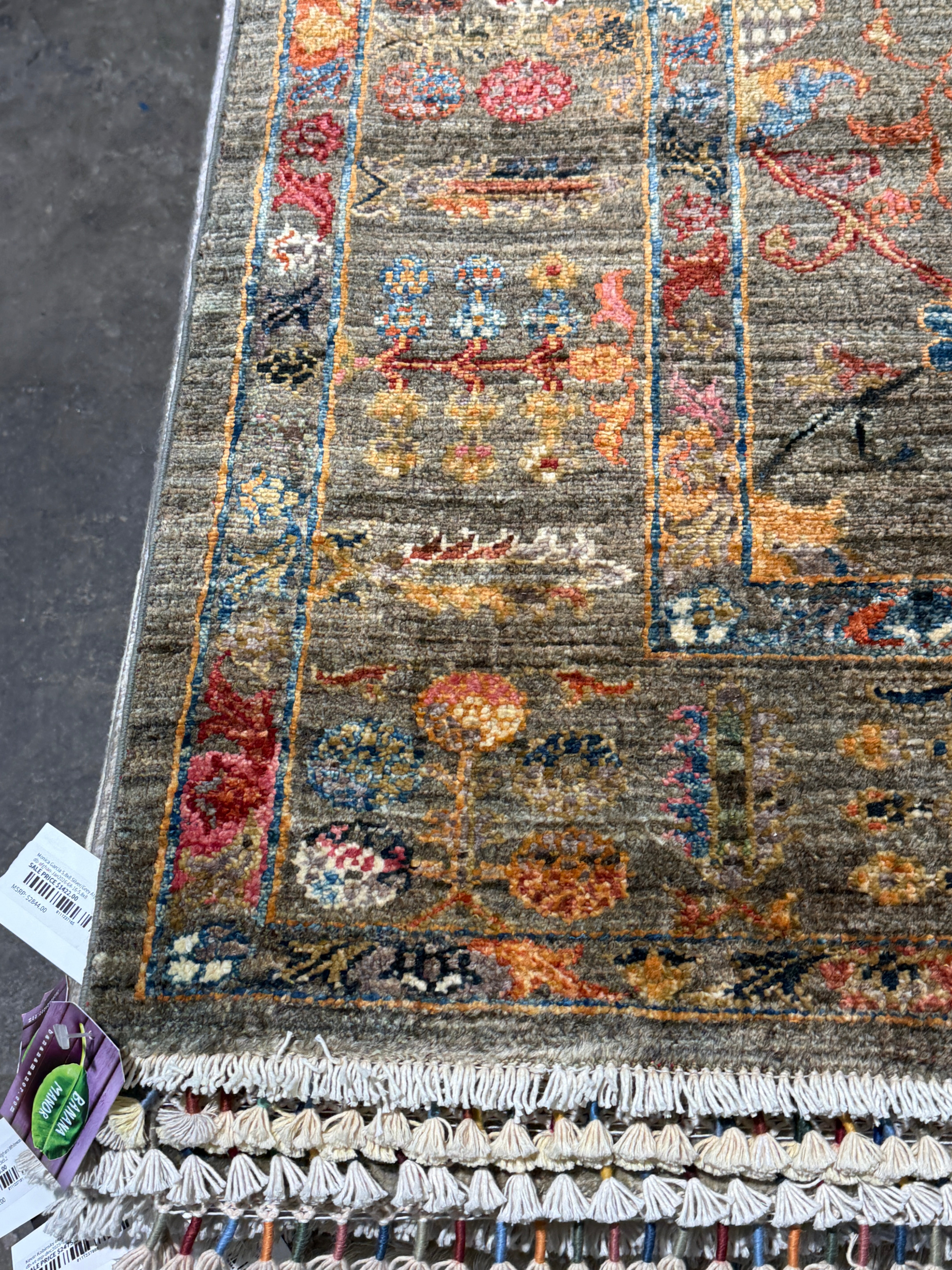 Whitney Rose 5.10x7.8 Grey Afghani Sultani Rug