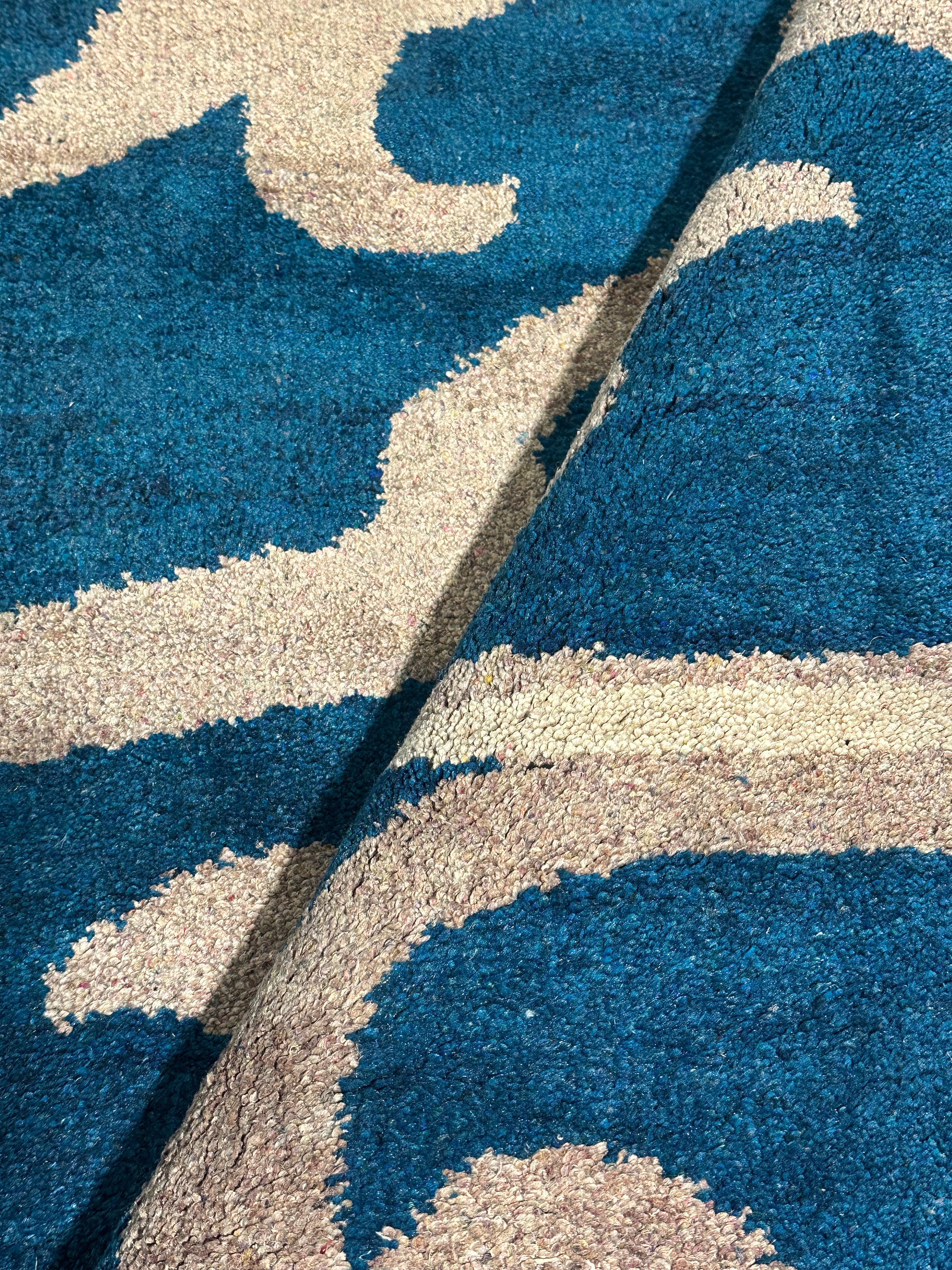 Andre Joel Hudson 4x10 Blue Hand-Knotted Modern Runner