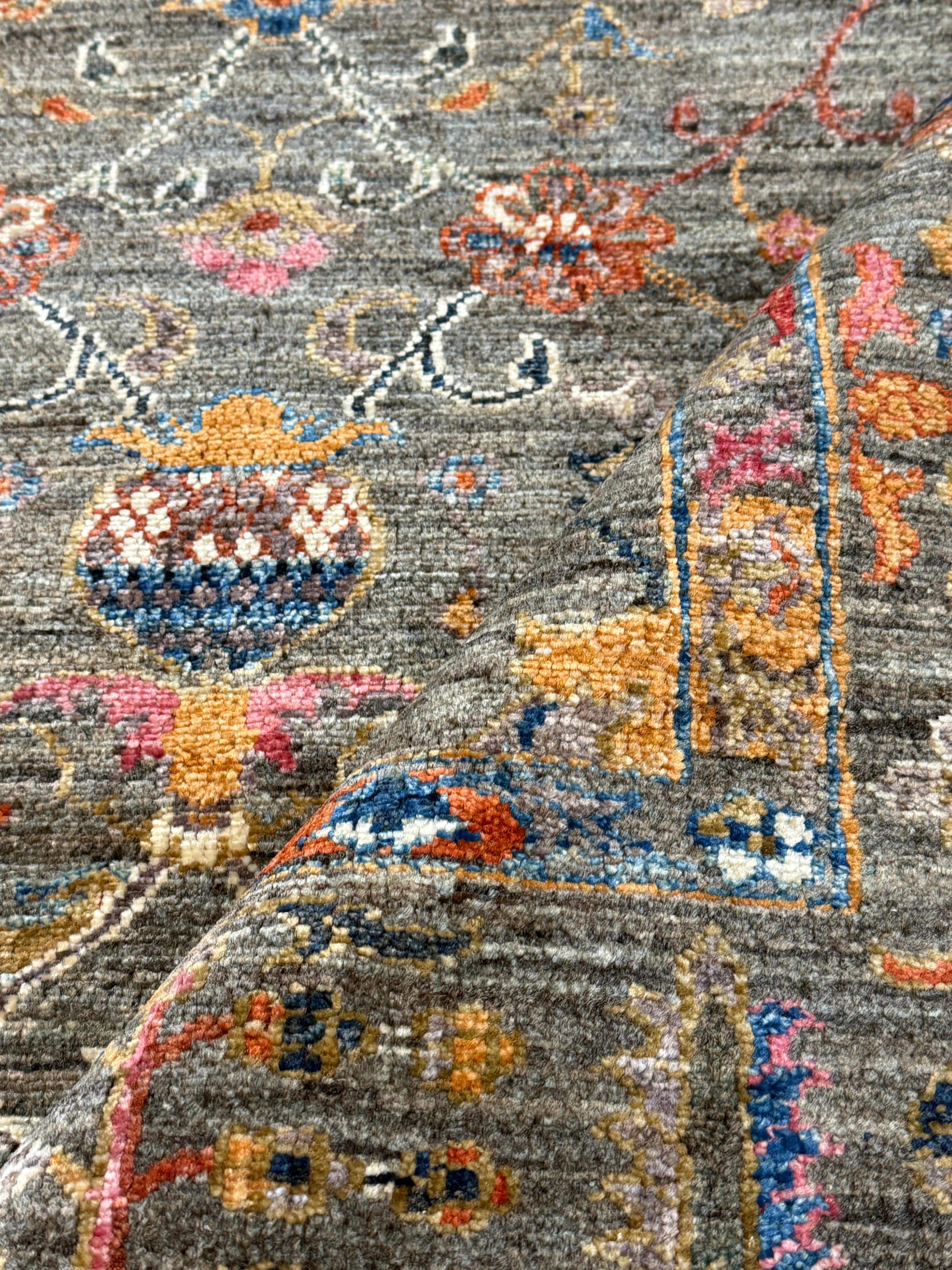 Whitney Rose 5.10x7.8 Grey Afghani Sultani Rug