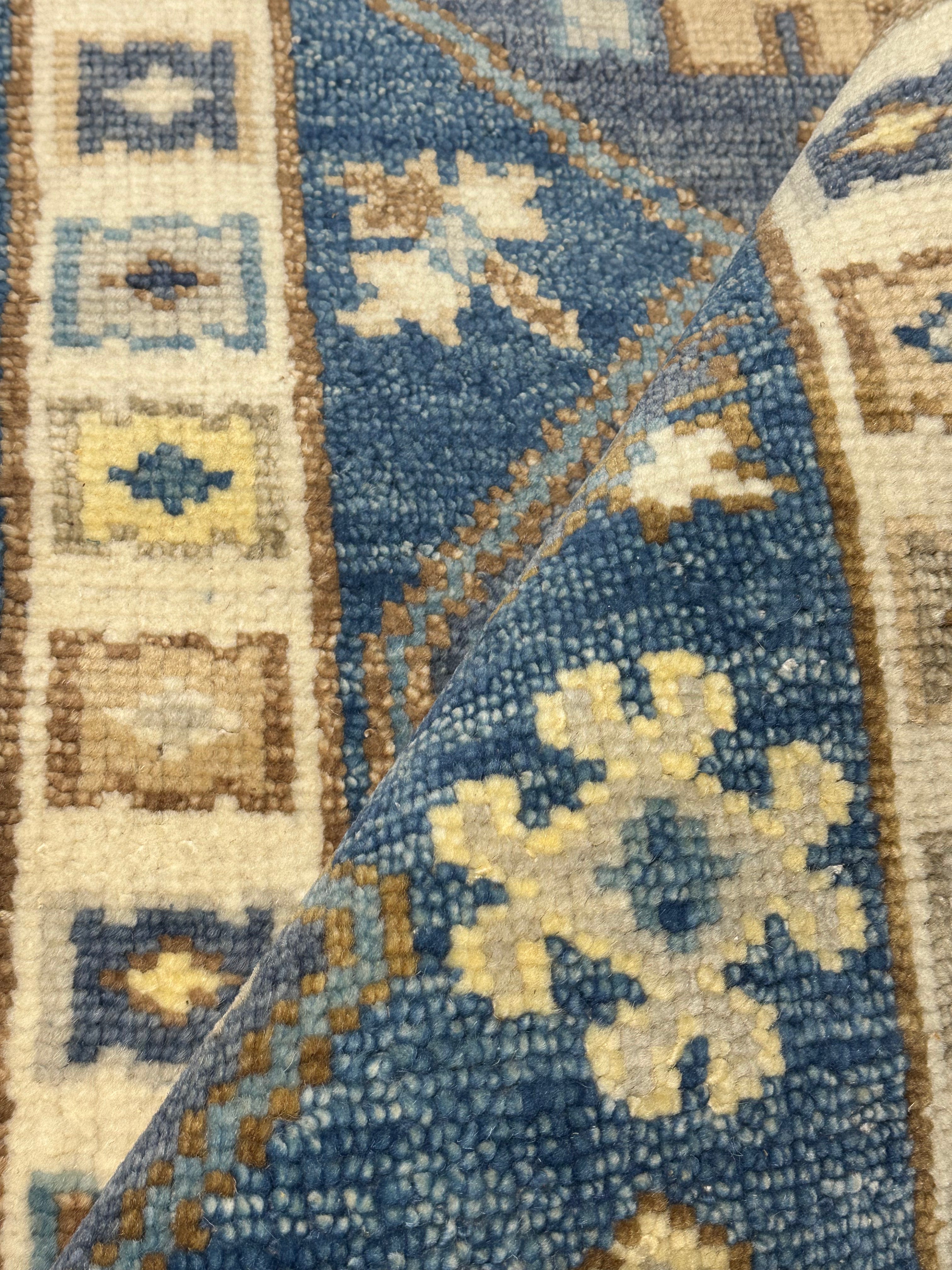Ericka Kreutz 2.6x15.9 Blue Hand-Knotted Oushak Runner