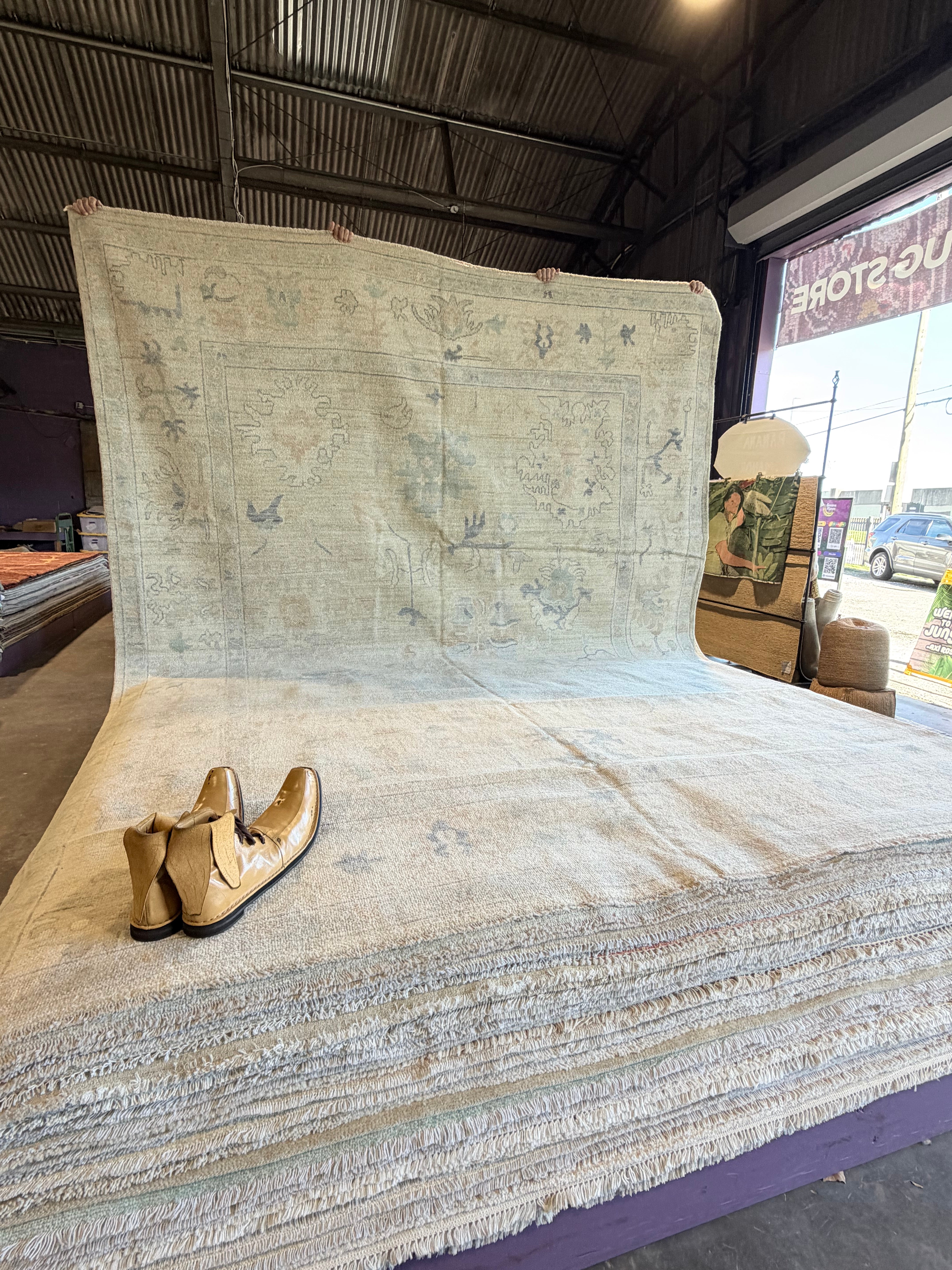 Virginia Miller 9x12.1 Cream Afghani Whitewashed Oushak