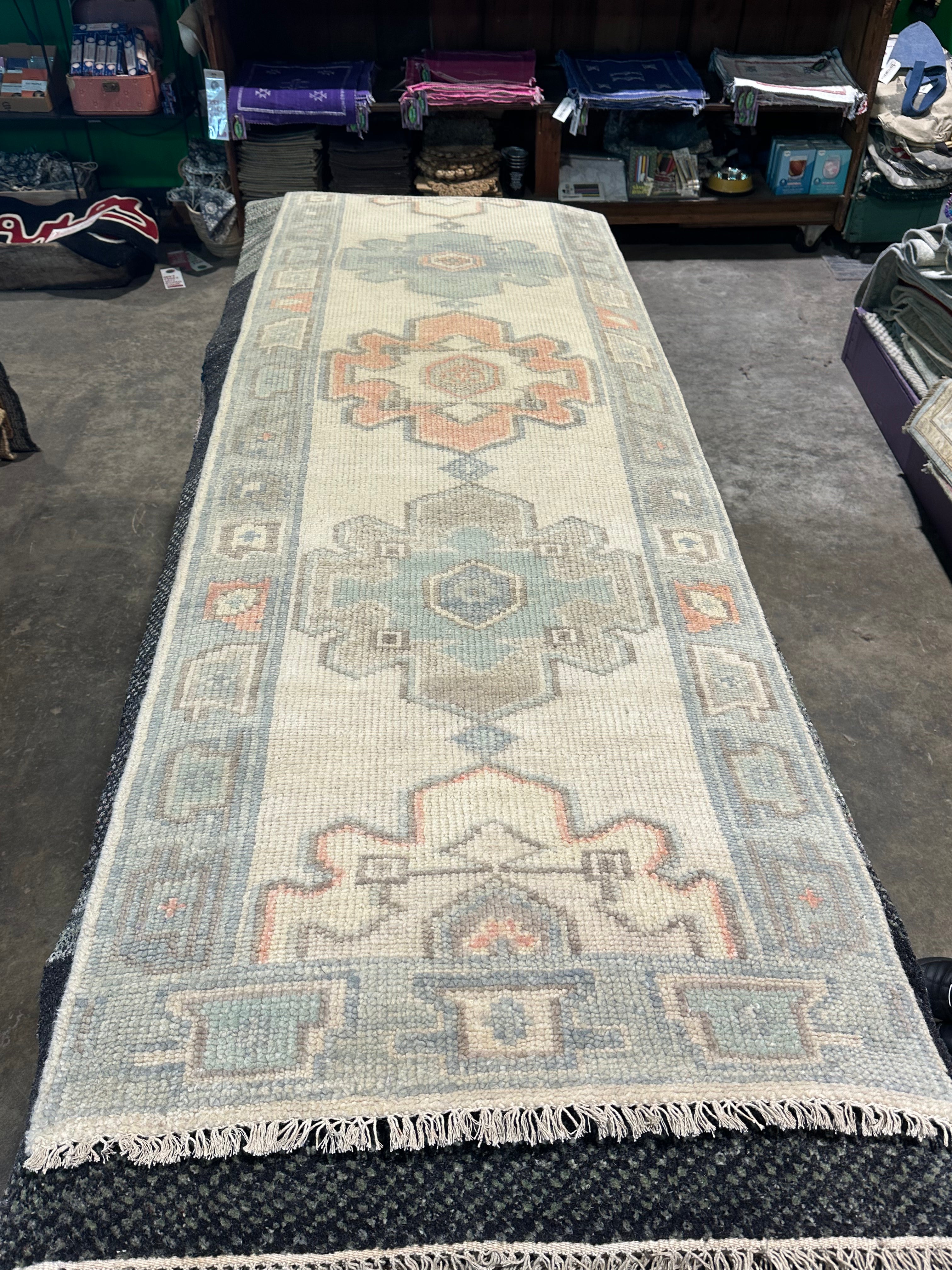 Sophie Lennon 2.6x9.9 Cream Hand-Knotted Oushak Runner