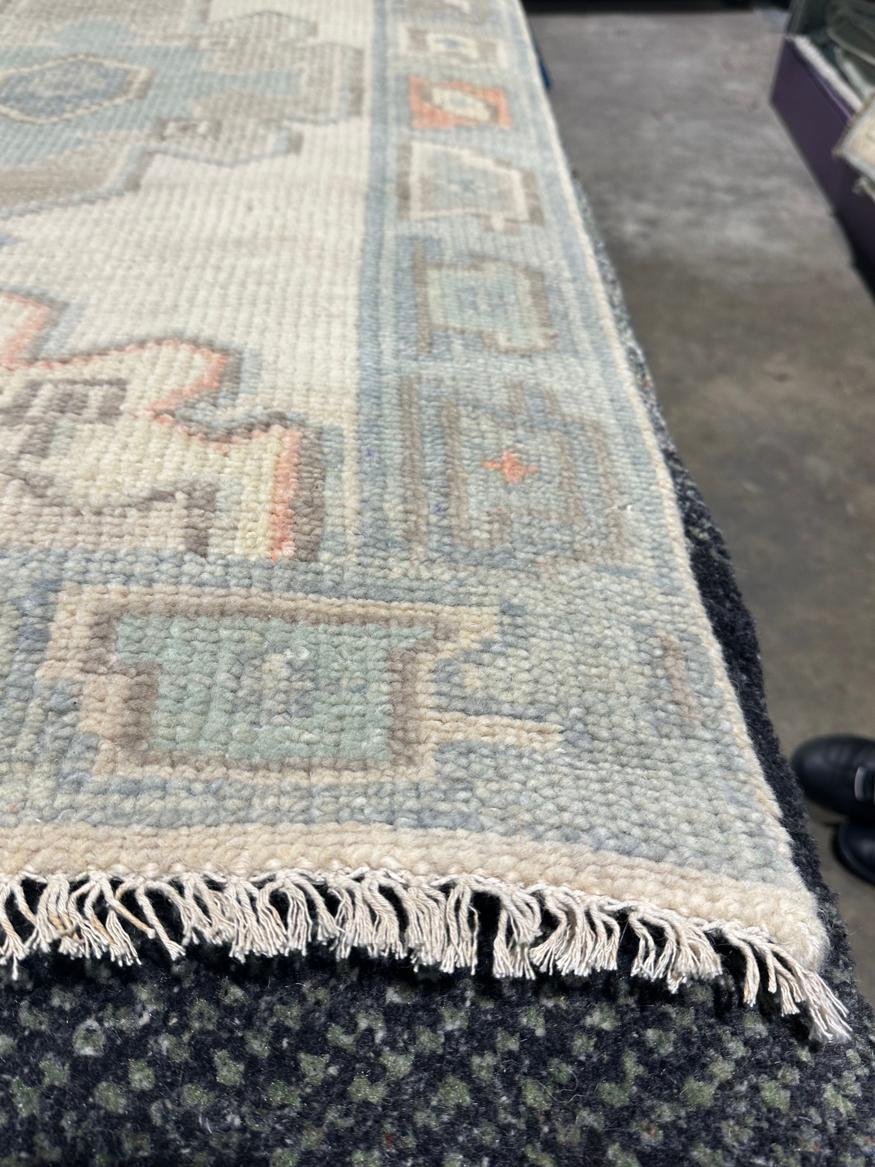 Sophie Lennon 2.6x9.9 Cream Hand-Knotted Oushak Runner