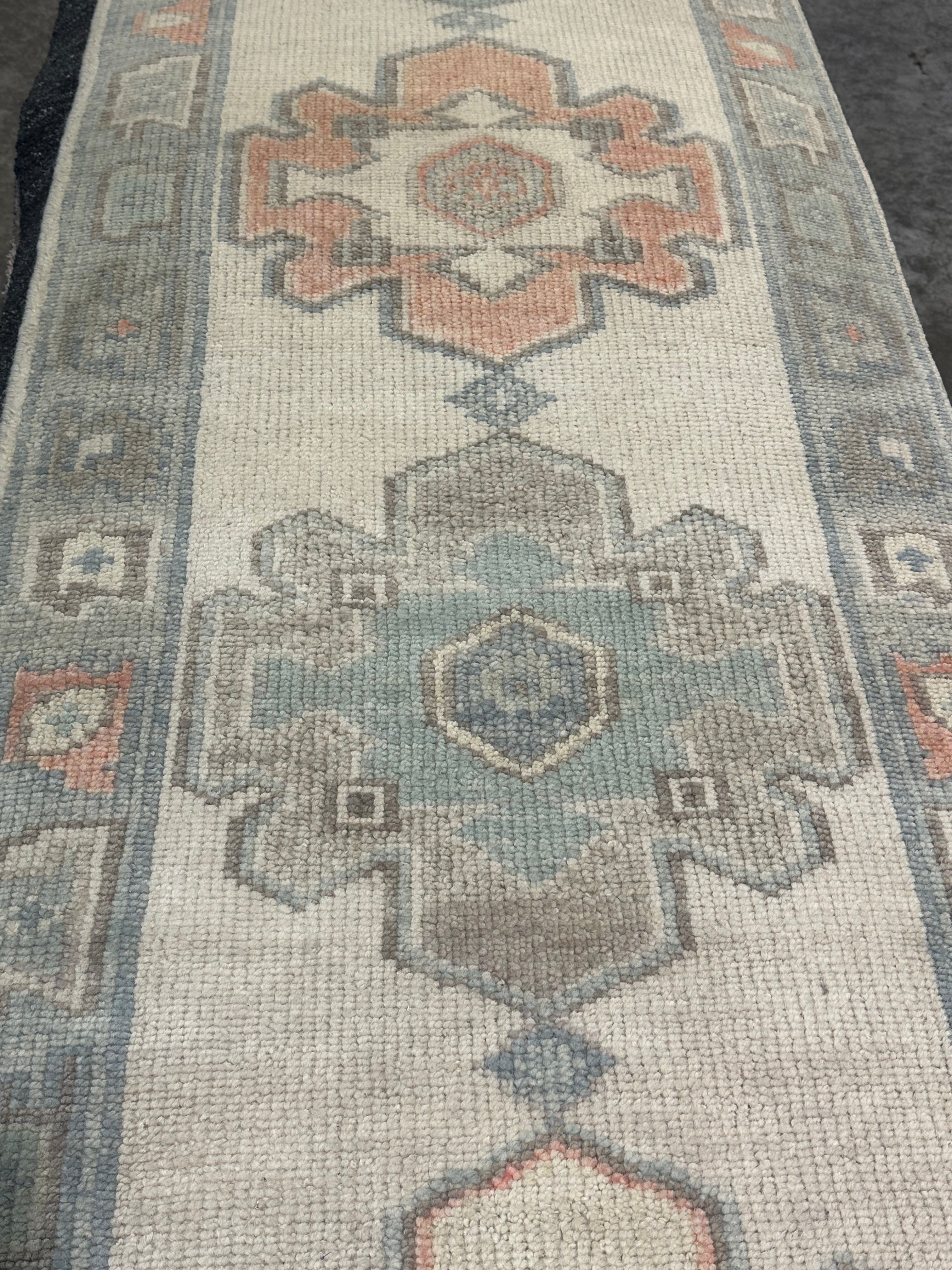 Sophie Lennon 2.6x9.9 Cream Hand-Knotted Oushak Runner