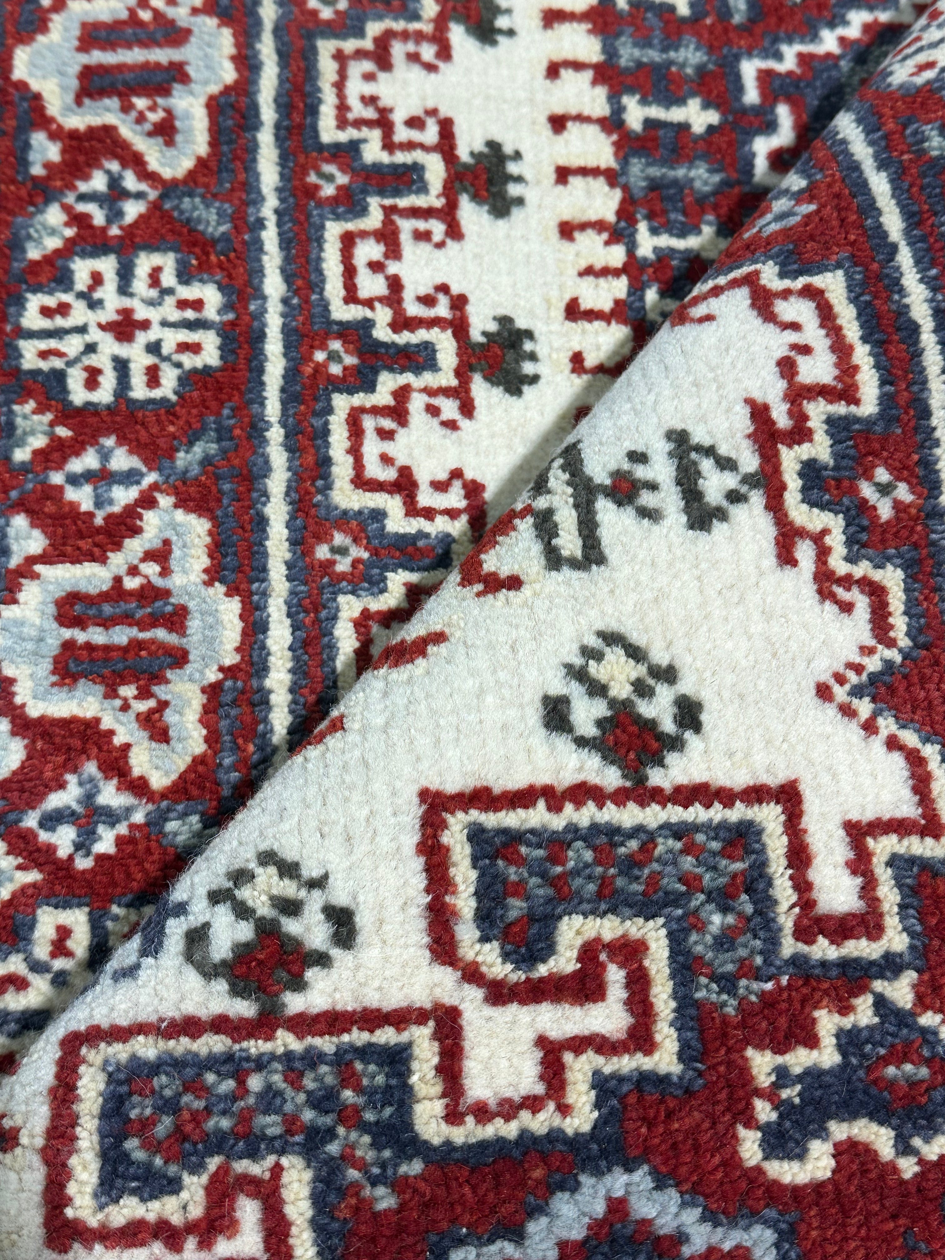 Jane Lynch 2.6x7.9 Red Hand-Knotted Heriz Style Runner