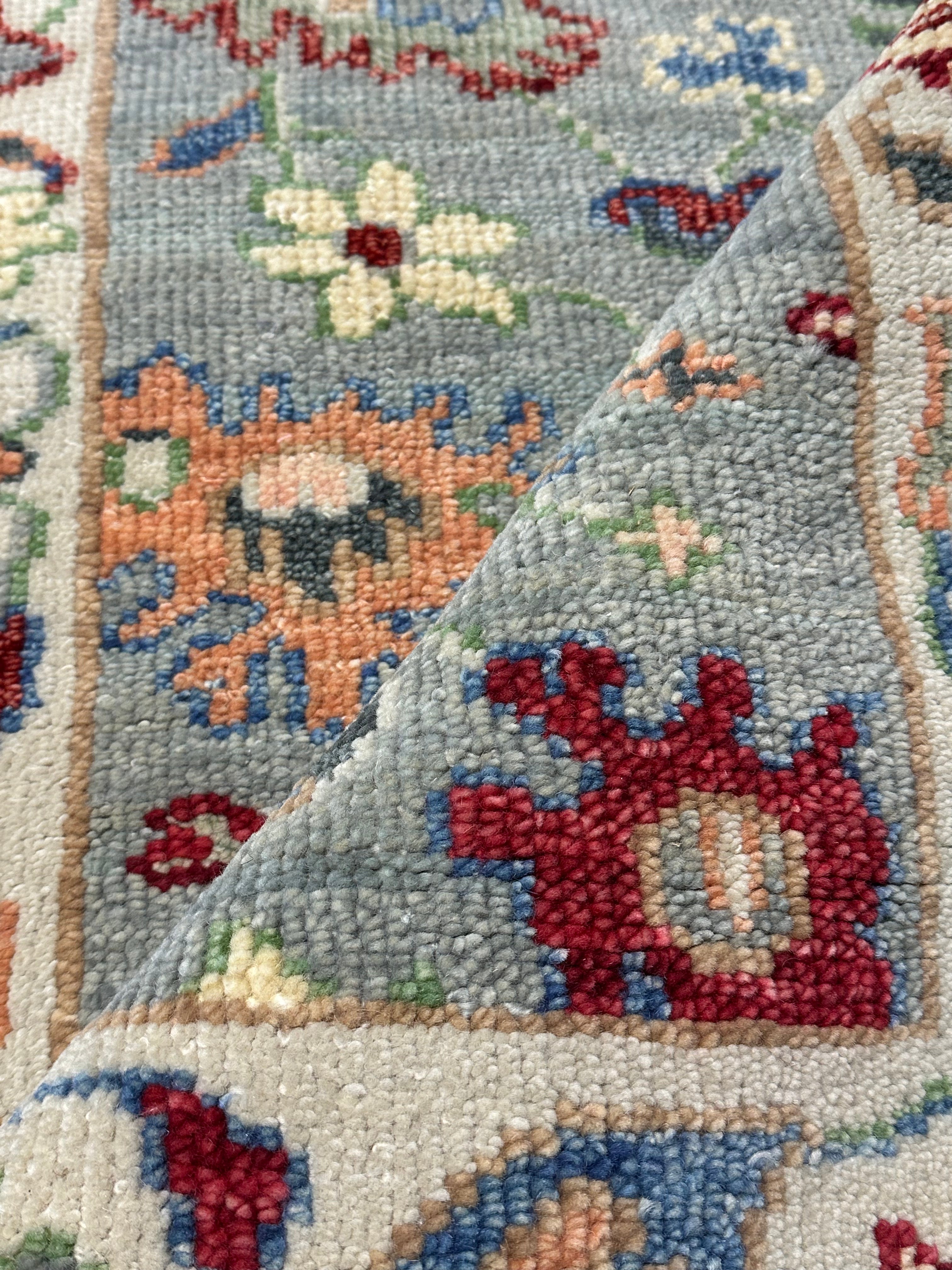 Emily Bergl 2.6x11.9 Light Green Hand-Knotted Oushak Runner
