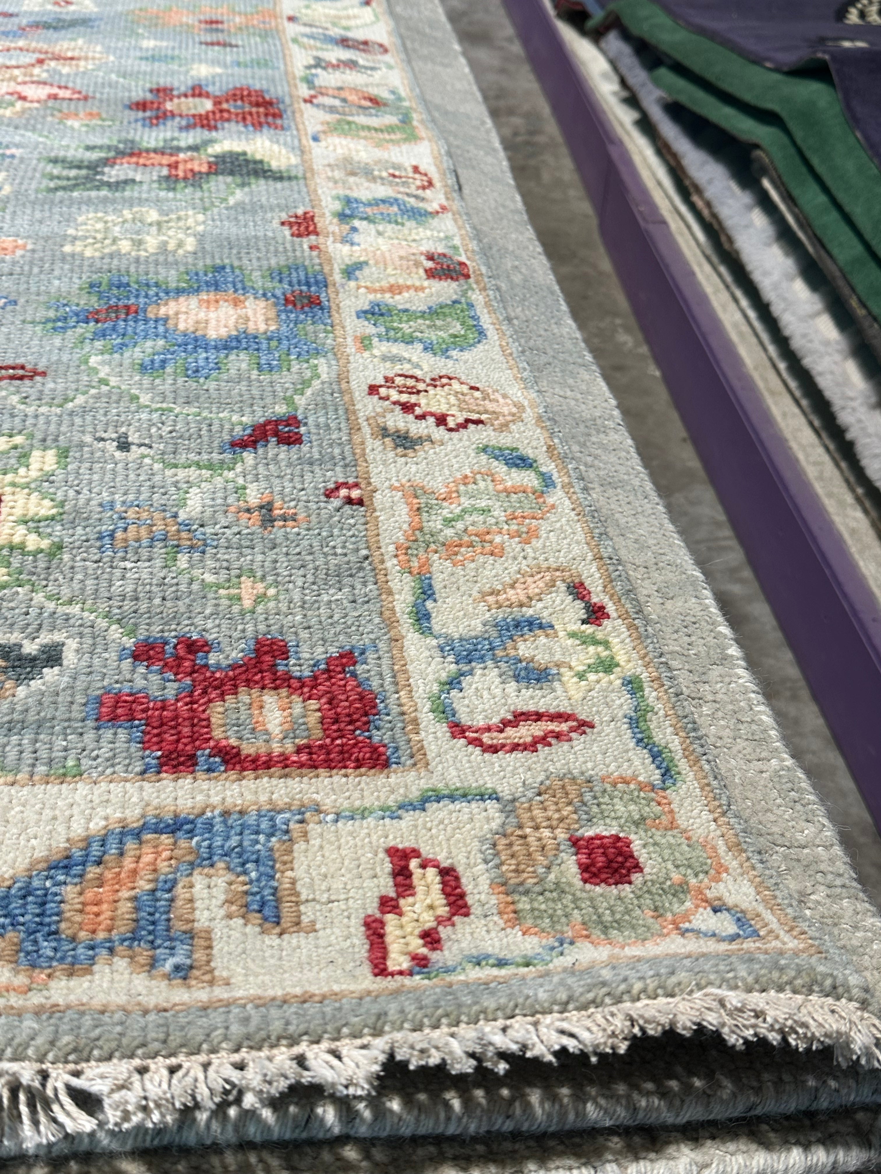 Emily Bergl 2.6x11.9 Light Green Hand-Knotted Oushak Runner