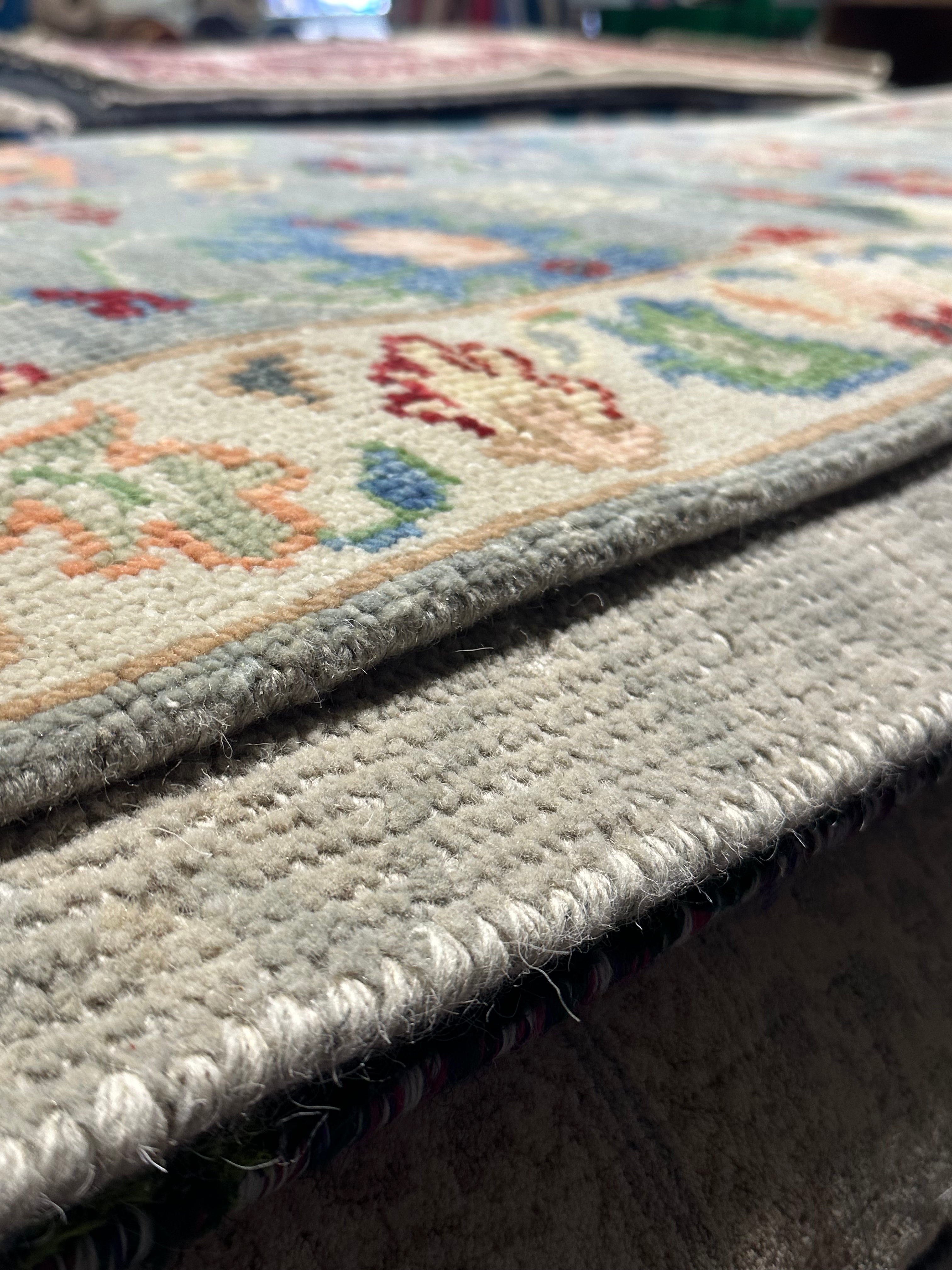 Emily Bergl 2.6x11.9 Light Green Hand-Knotted Oushak Runner