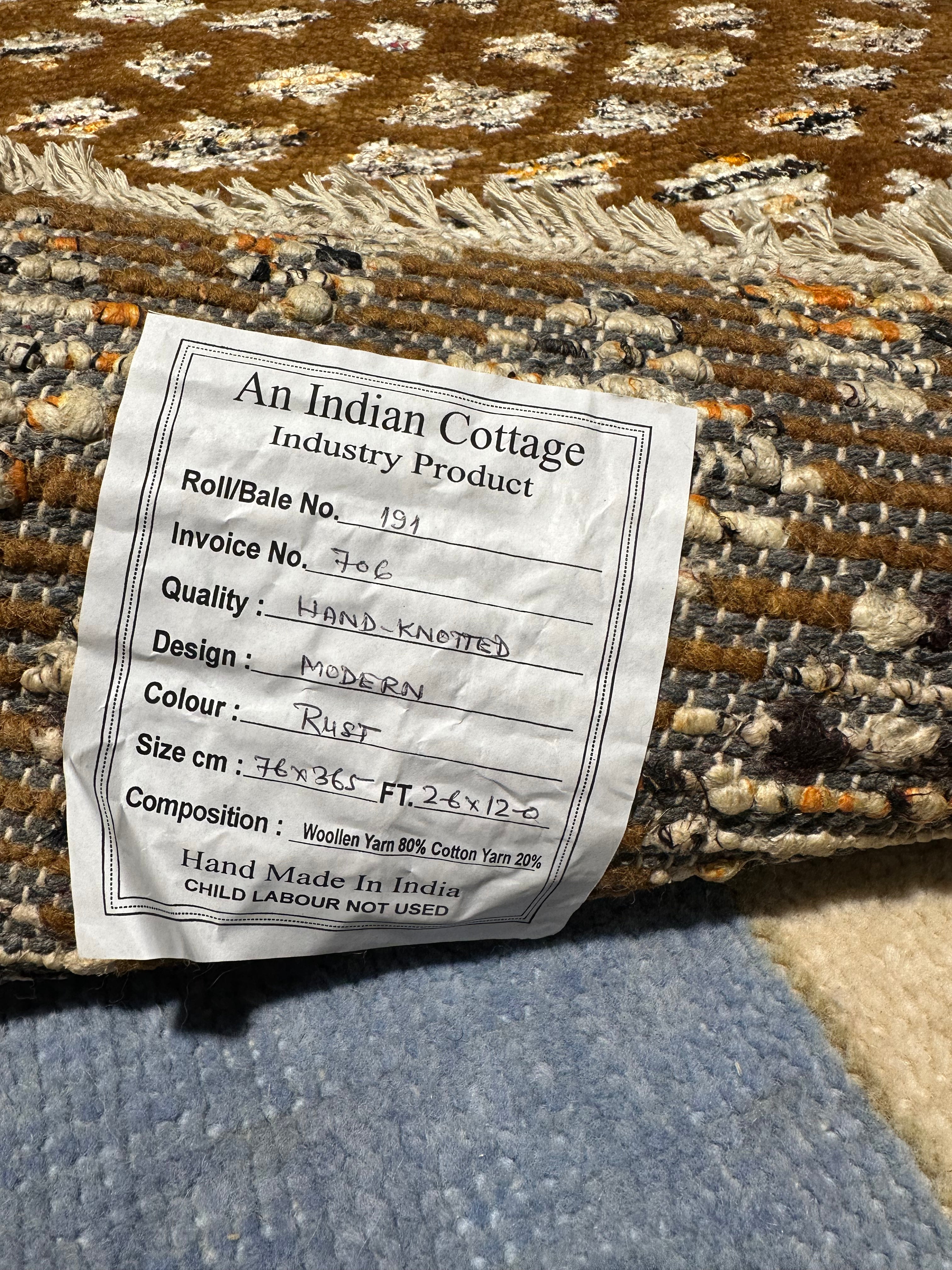 David E. Kelley Hand-Knotted Brown Modern Runner - Multiple Sizes