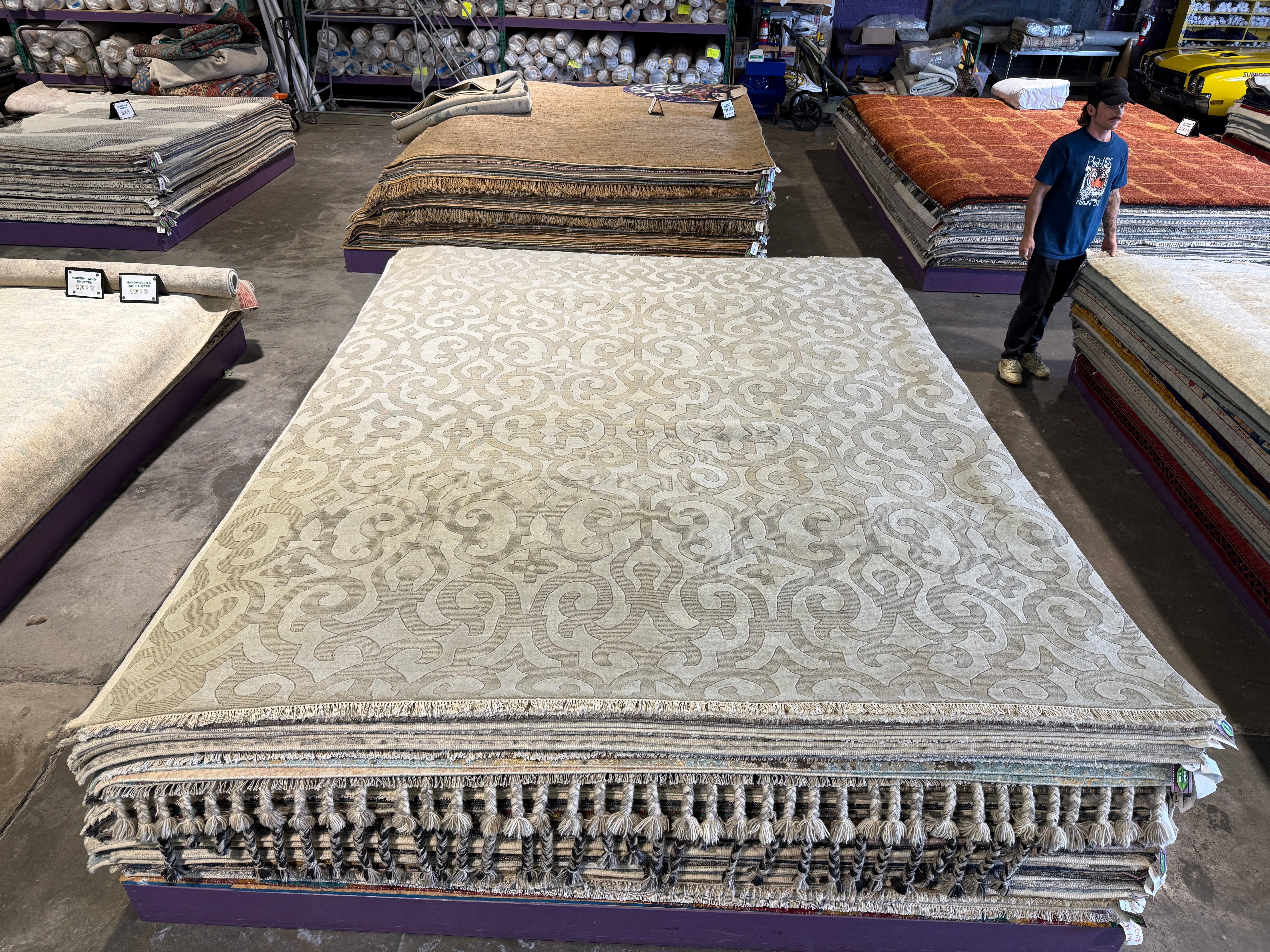 Dr. Greg 9x11.9 Grey High-Low Hand-Knotted Modern Rug