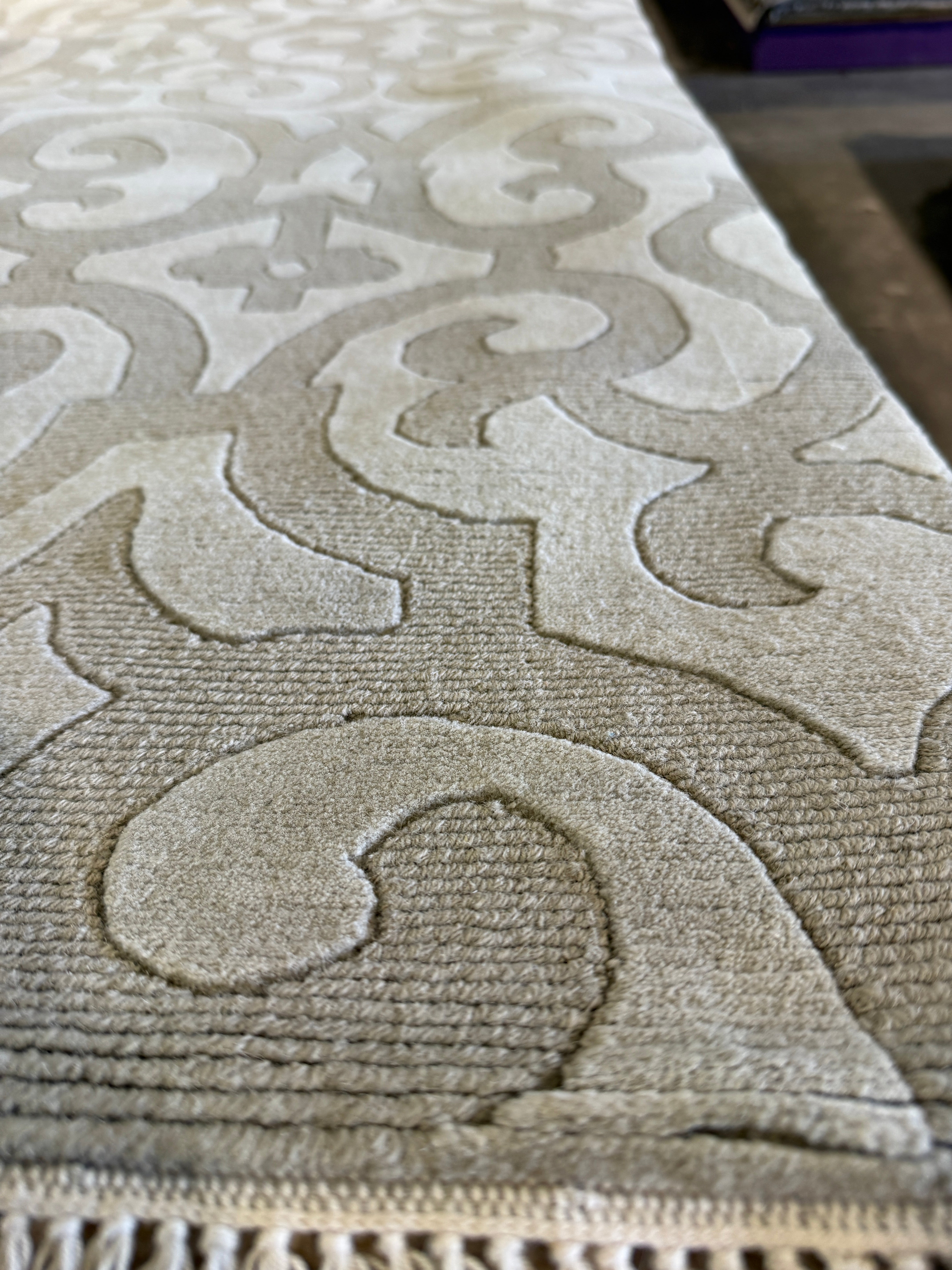 Dr. Greg 9x11.9 Grey High-Low Hand-Knotted Modern Rug