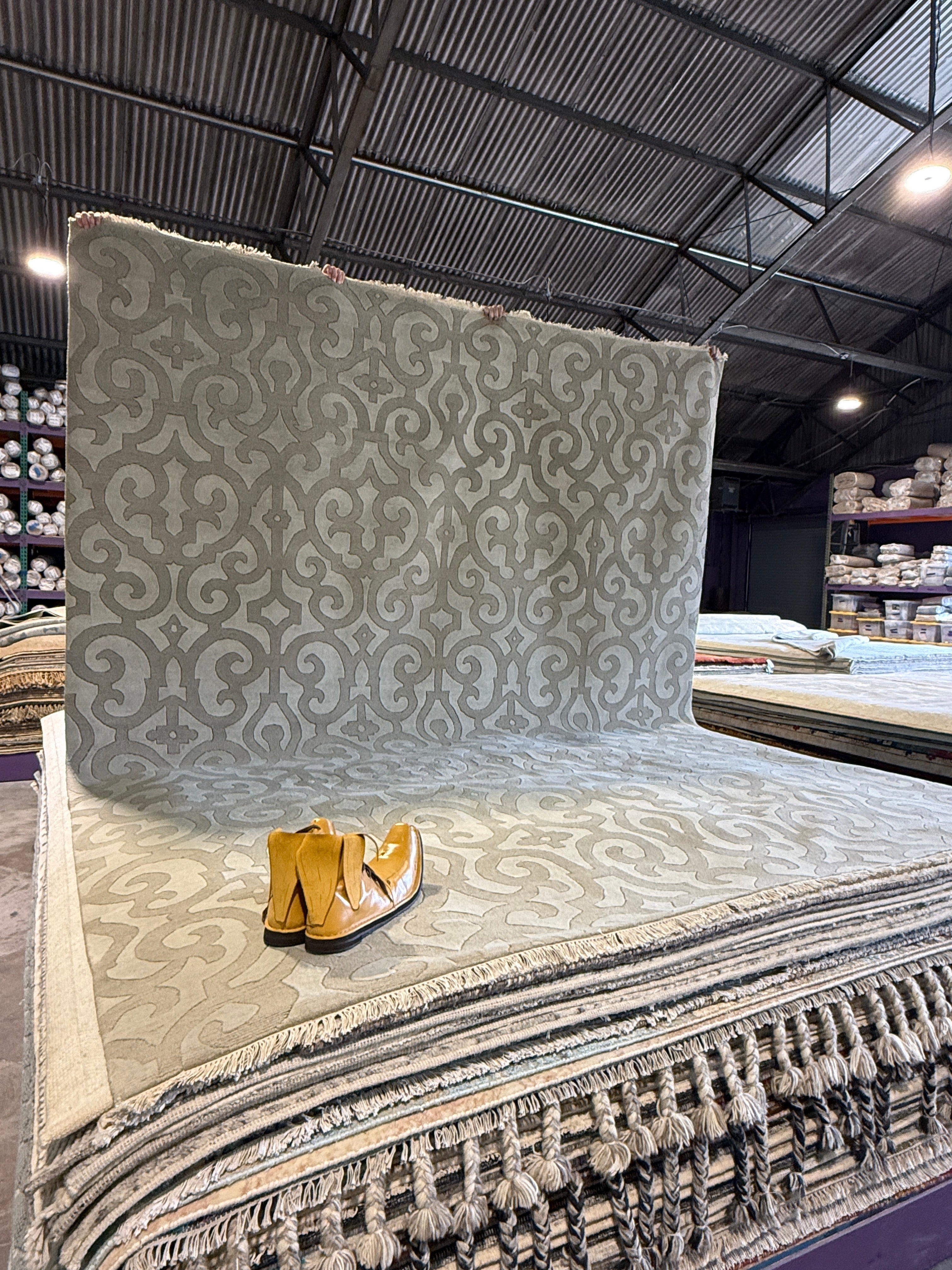 Dr. Greg 9x11.9 Grey High-Low Hand-Knotted Modern Rug