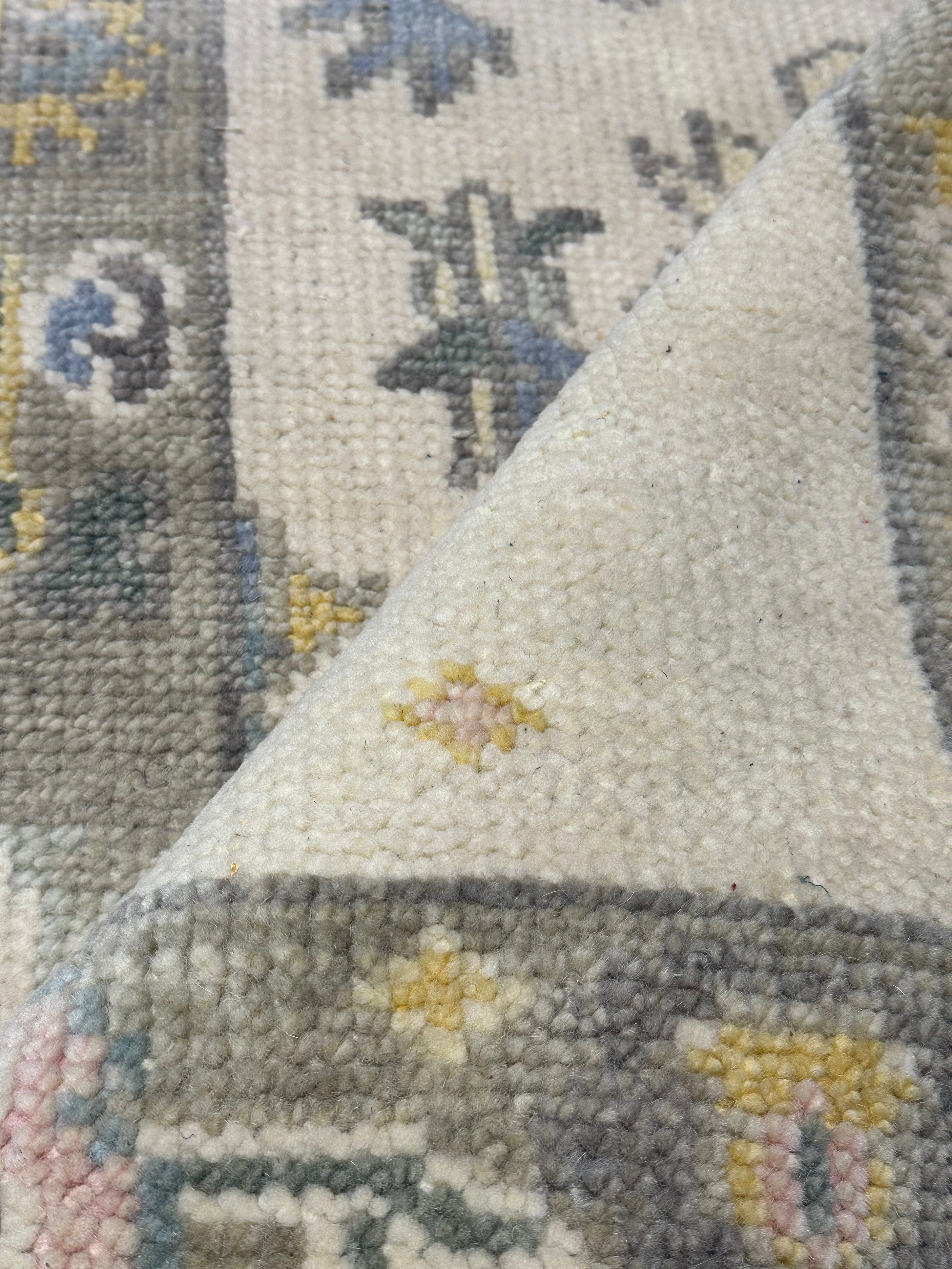 Brittany Freeth 2.6x12.3 Cream Hand-Knotted Oushak Runner