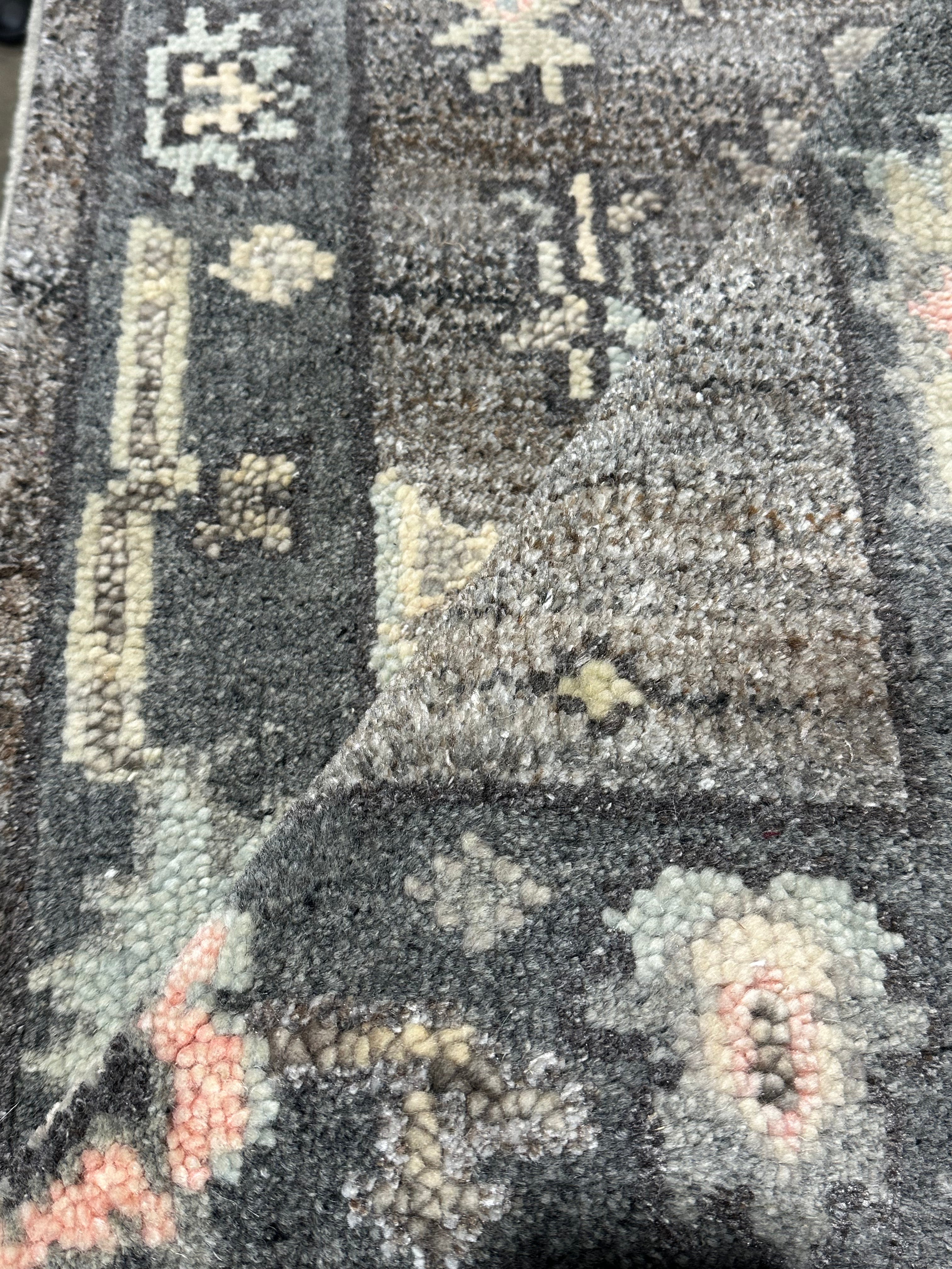 Mabel 2.6x12.3 Grey Hand-Knotted Oushak Runner