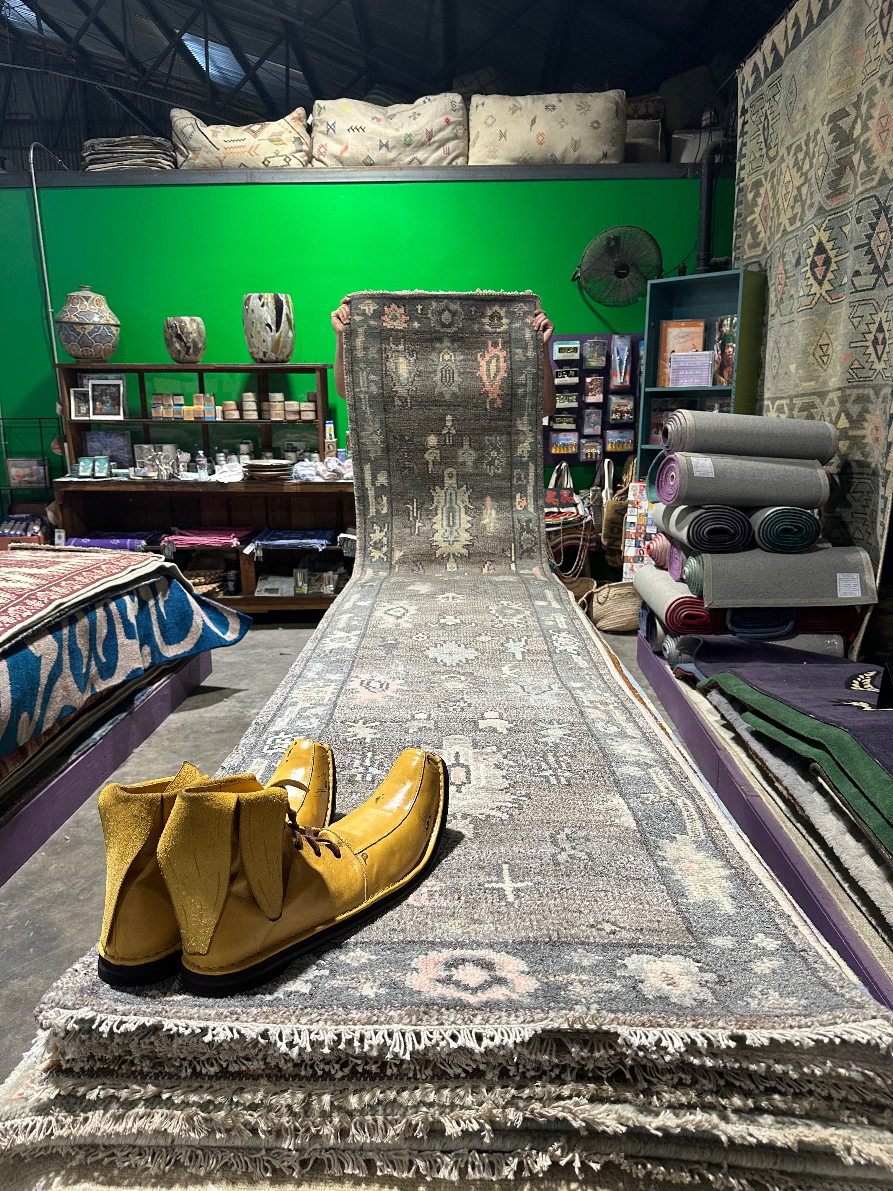 Mabel 2.6x12.3 Grey Hand-Knotted Oushak Runner