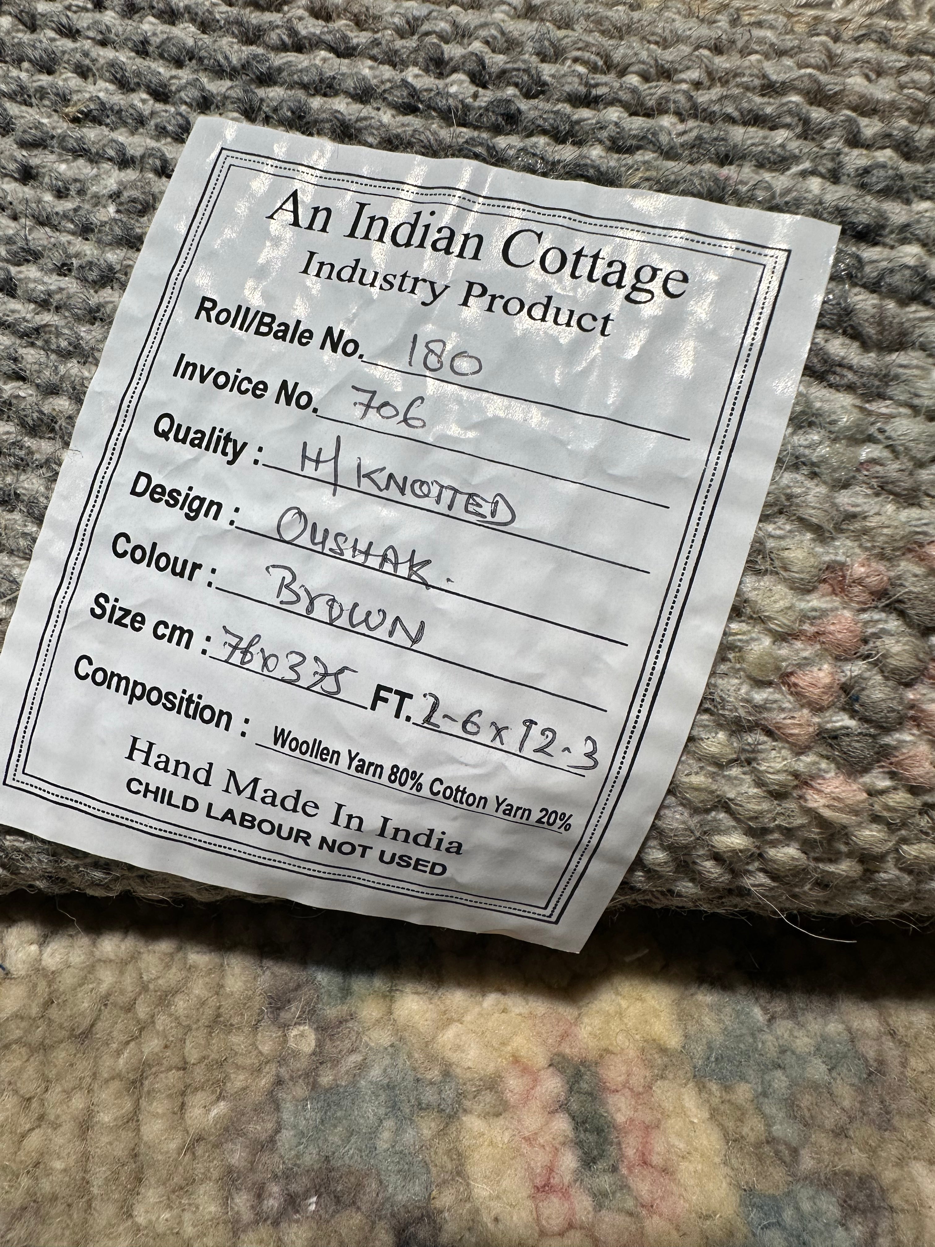 Mabel 2.6x12.3 Grey Hand-Knotted Oushak Runner
