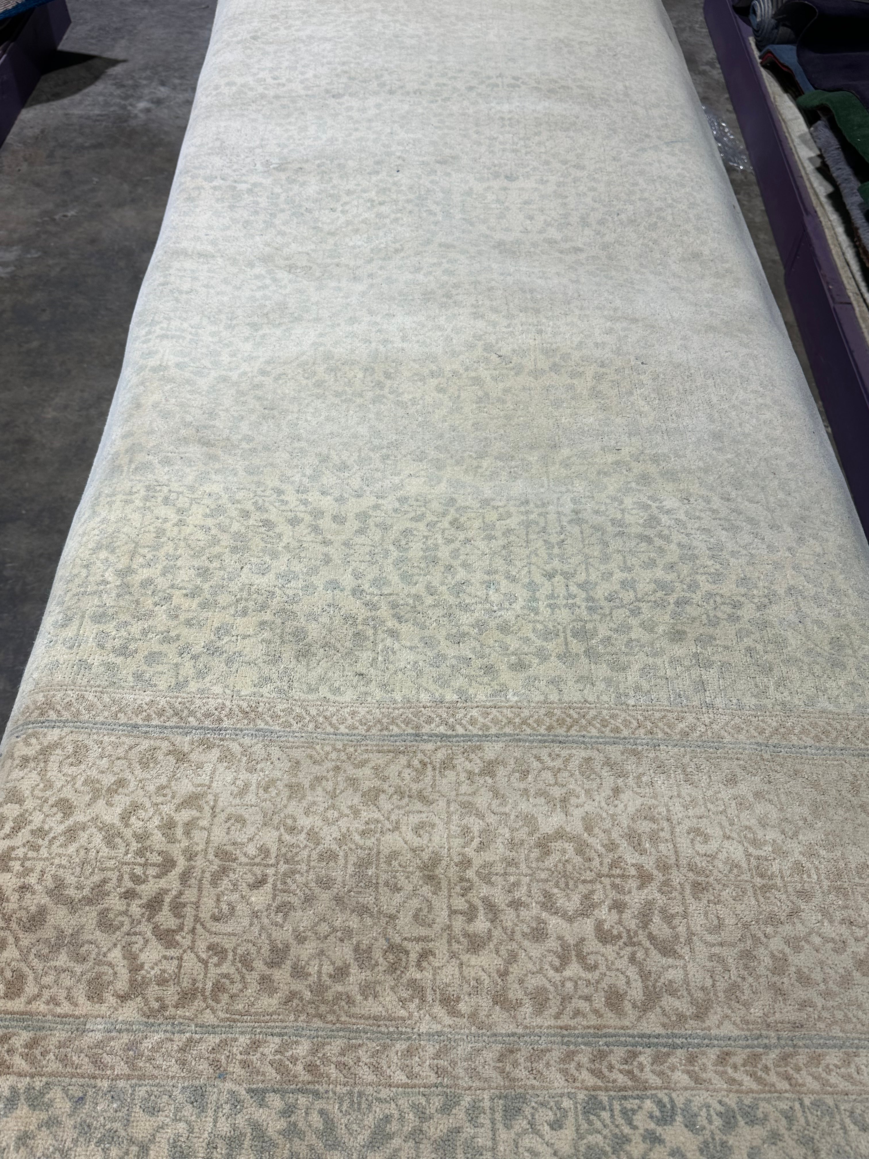 Kendra Corum 3.3x14 Grey Hand-Knotted Oushak Runner
