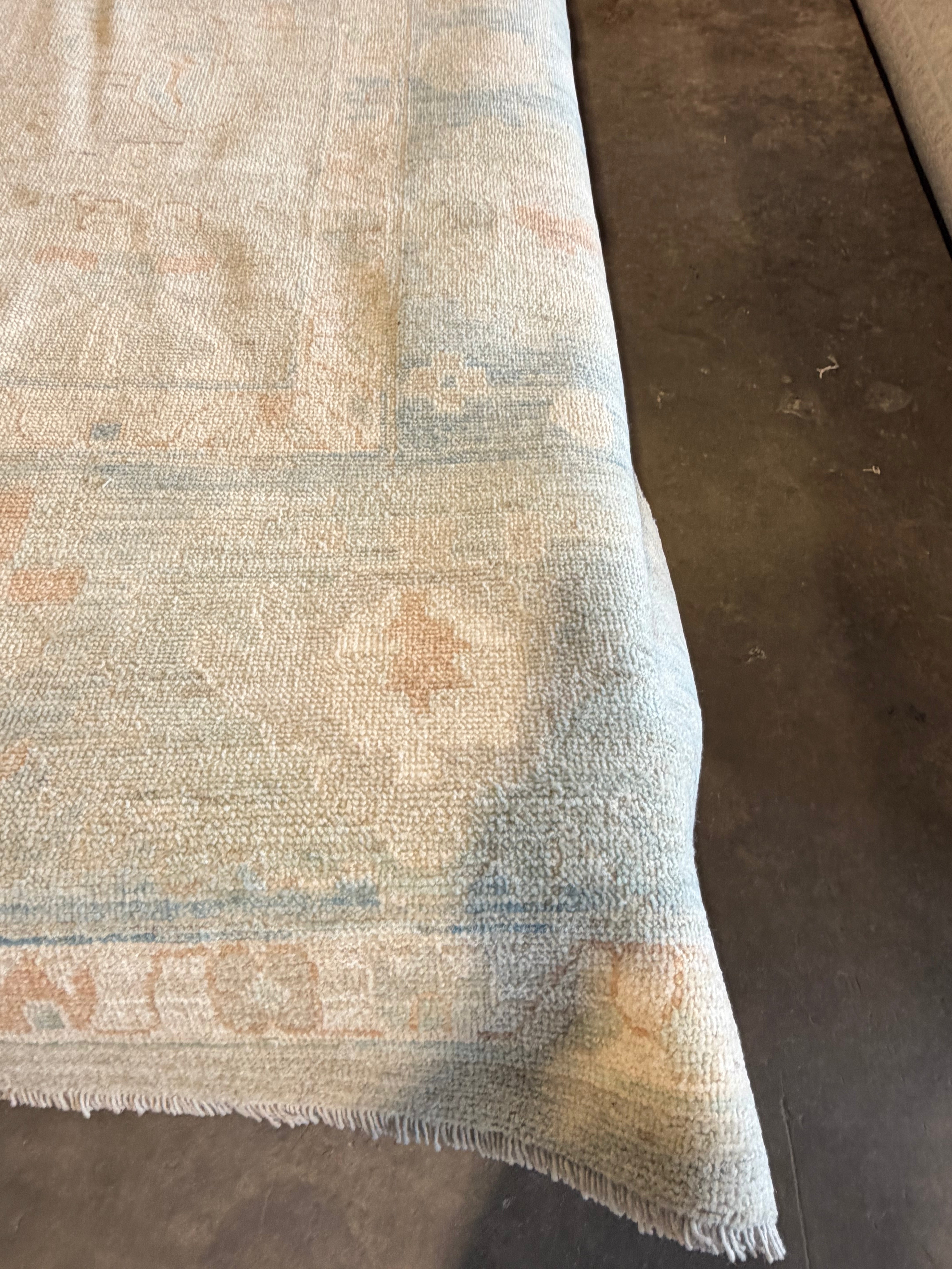 Rhonda 11.10x17.8 Cream and Blue Afghani Whitewashed Oushak