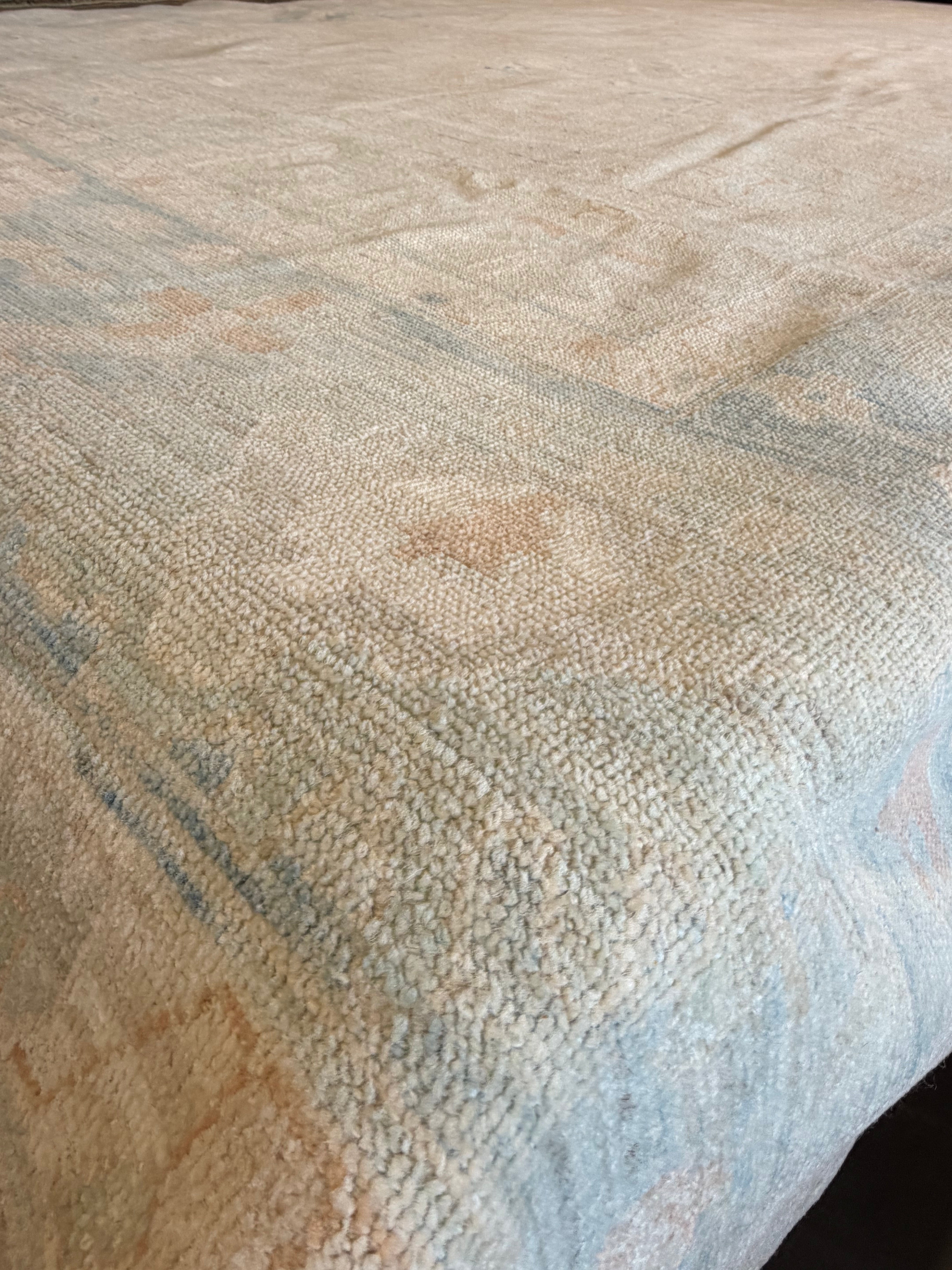 Rhonda 11.10x17.8 Cream and Blue Afghani Whitewashed Oushak