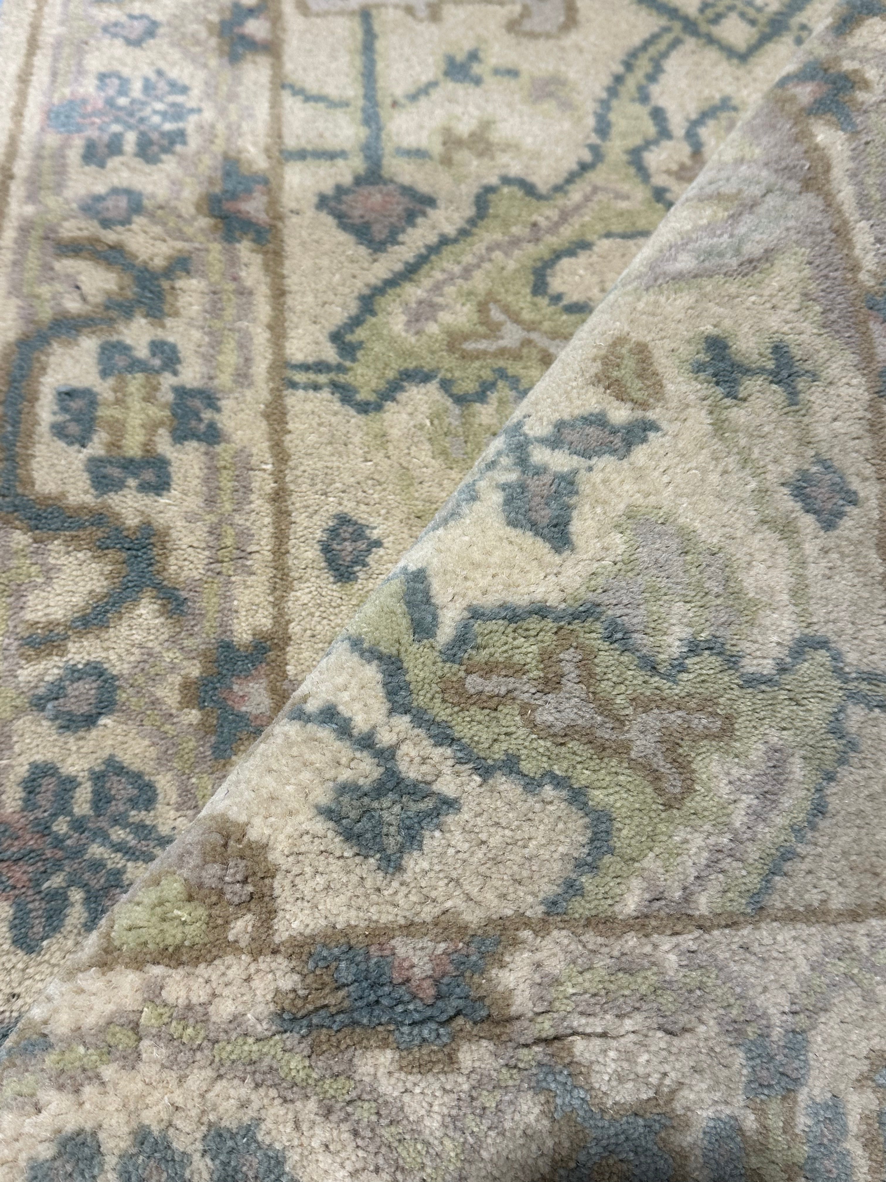 Miriam Maisel 2.6x13.9 Beige Hand-Knotted Oushak Runner