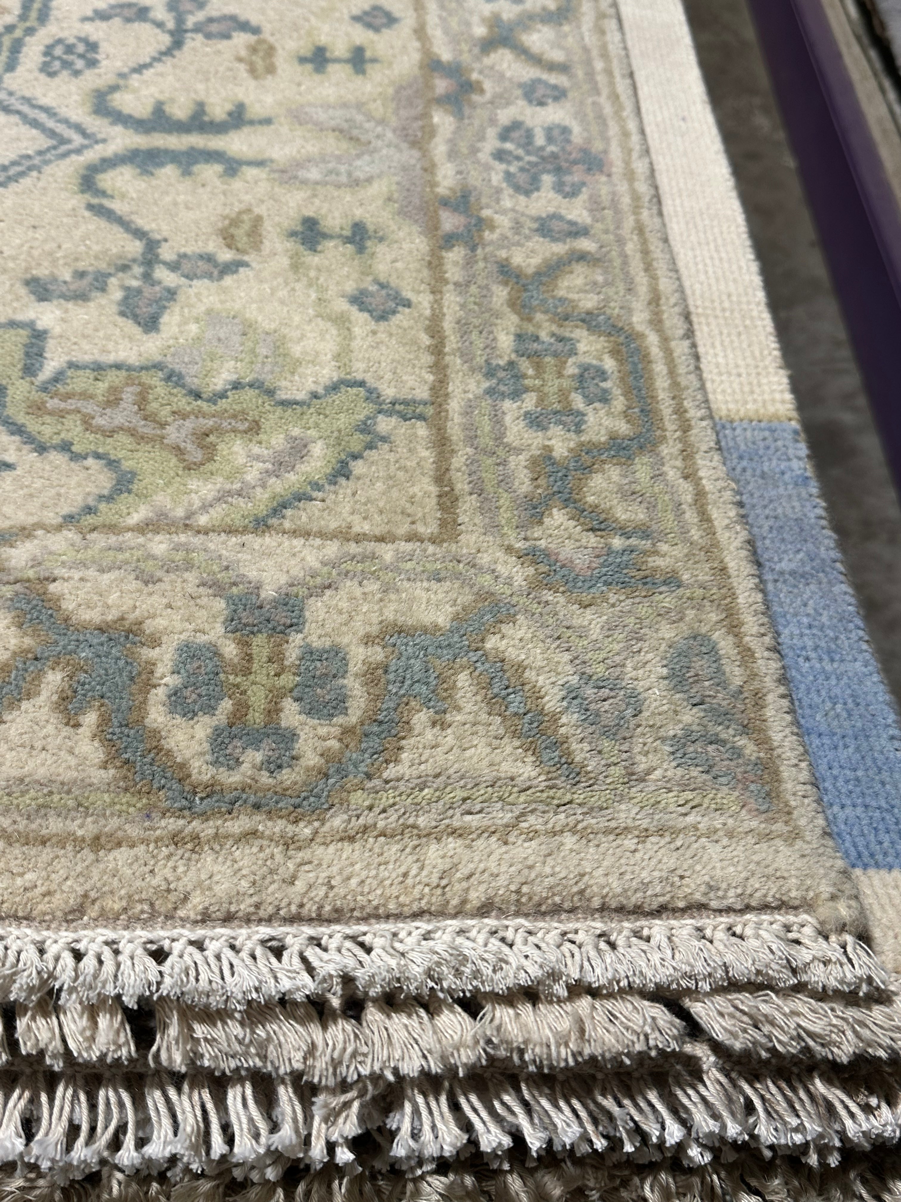 Miriam Maisel 2.6x13.9 Beige Hand-Knotted Oushak Runner