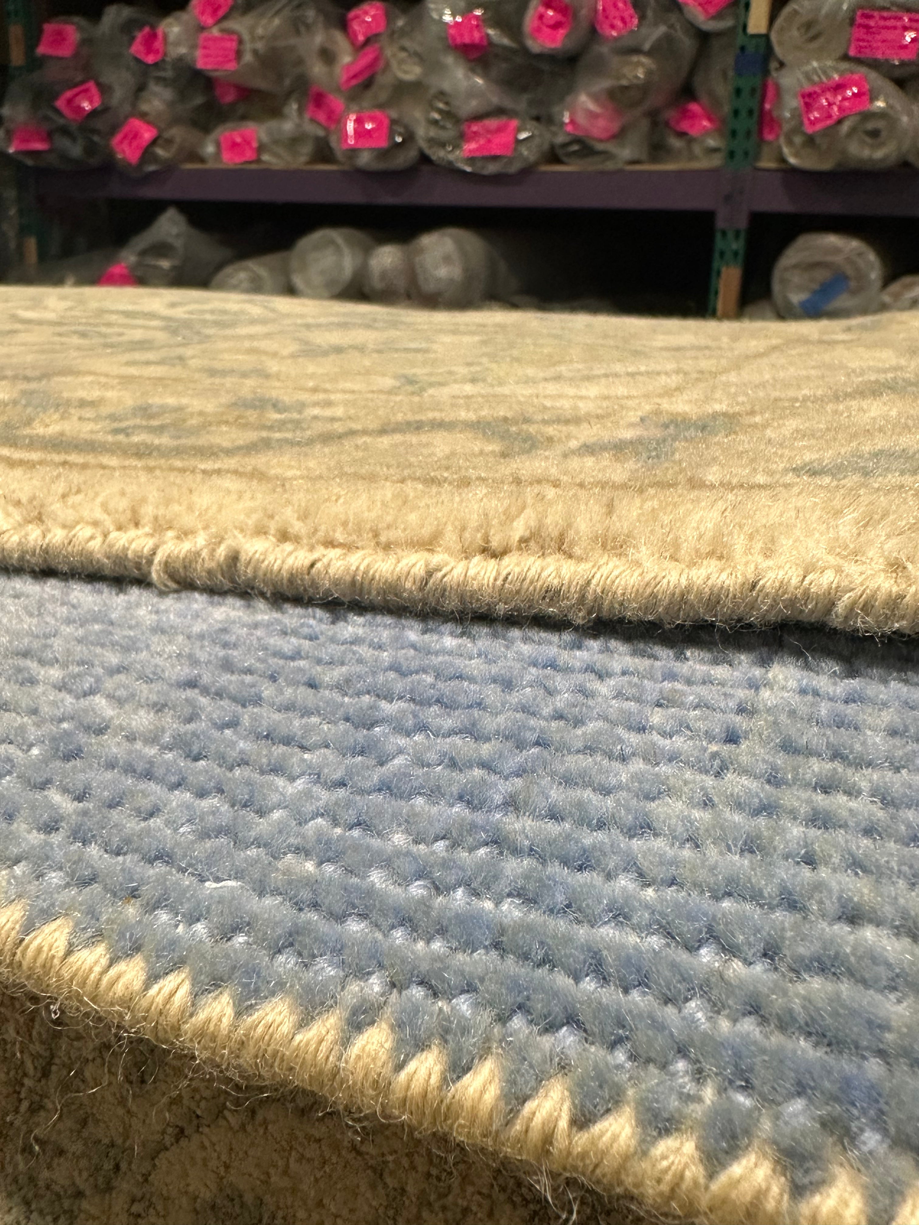 Miriam Maisel 2.6x13.9 Beige Hand-Knotted Oushak Runner