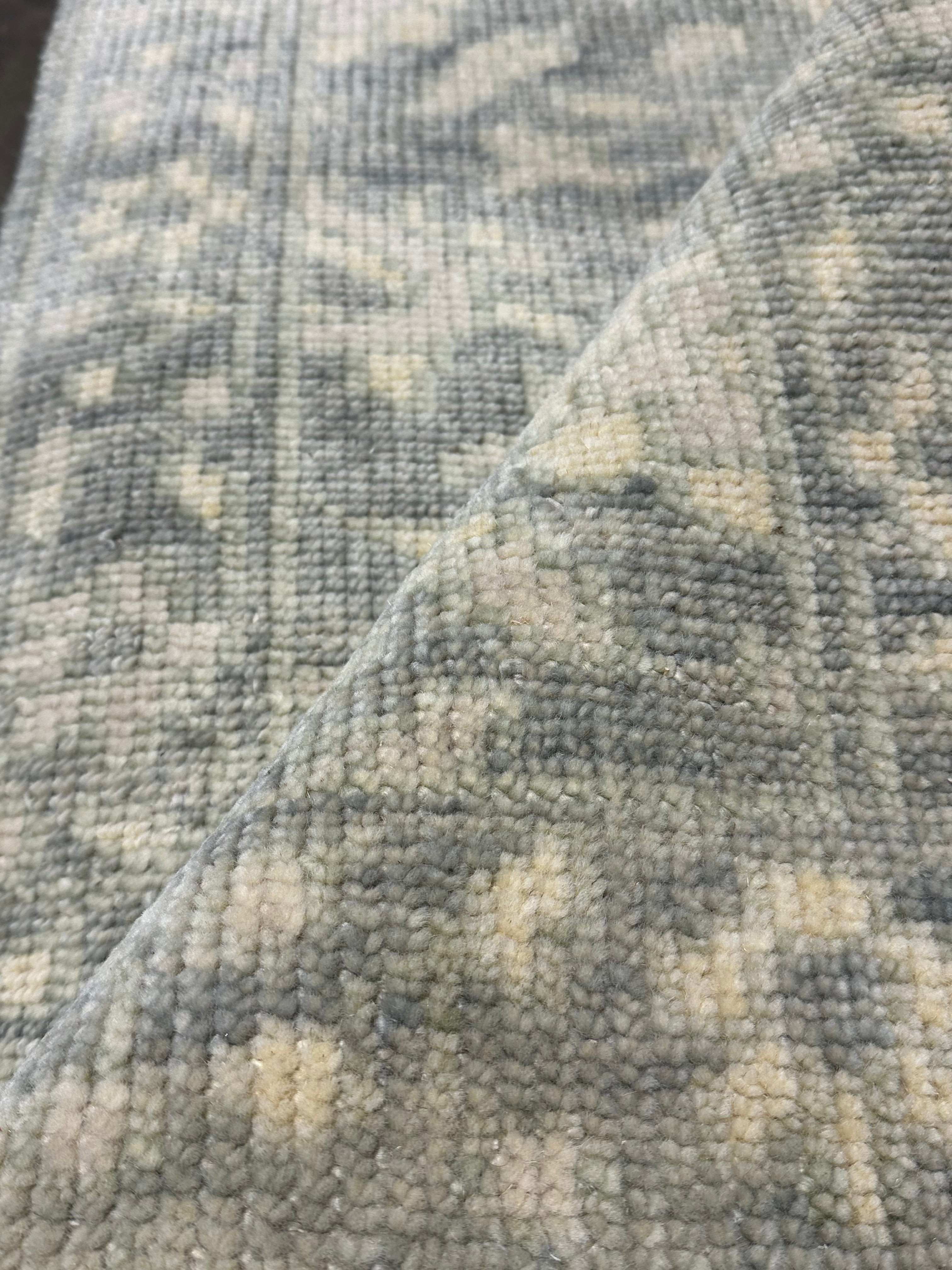 Kate Fodor 2.9x18.3 Grey Hand-Knotted Oushak Runner