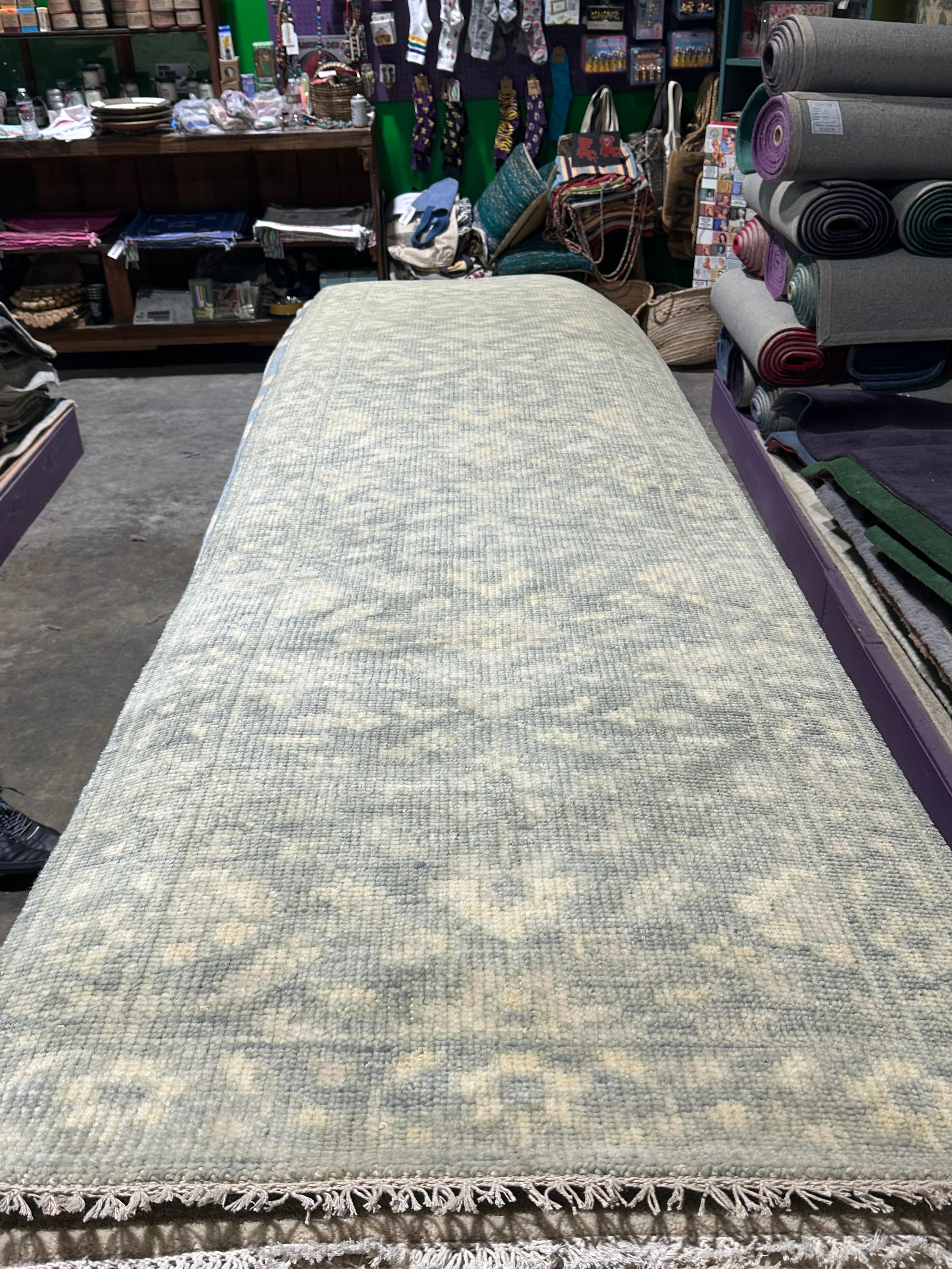 Kate Fodor 2.9x18.3 Grey Hand-Knotted Oushak Runner