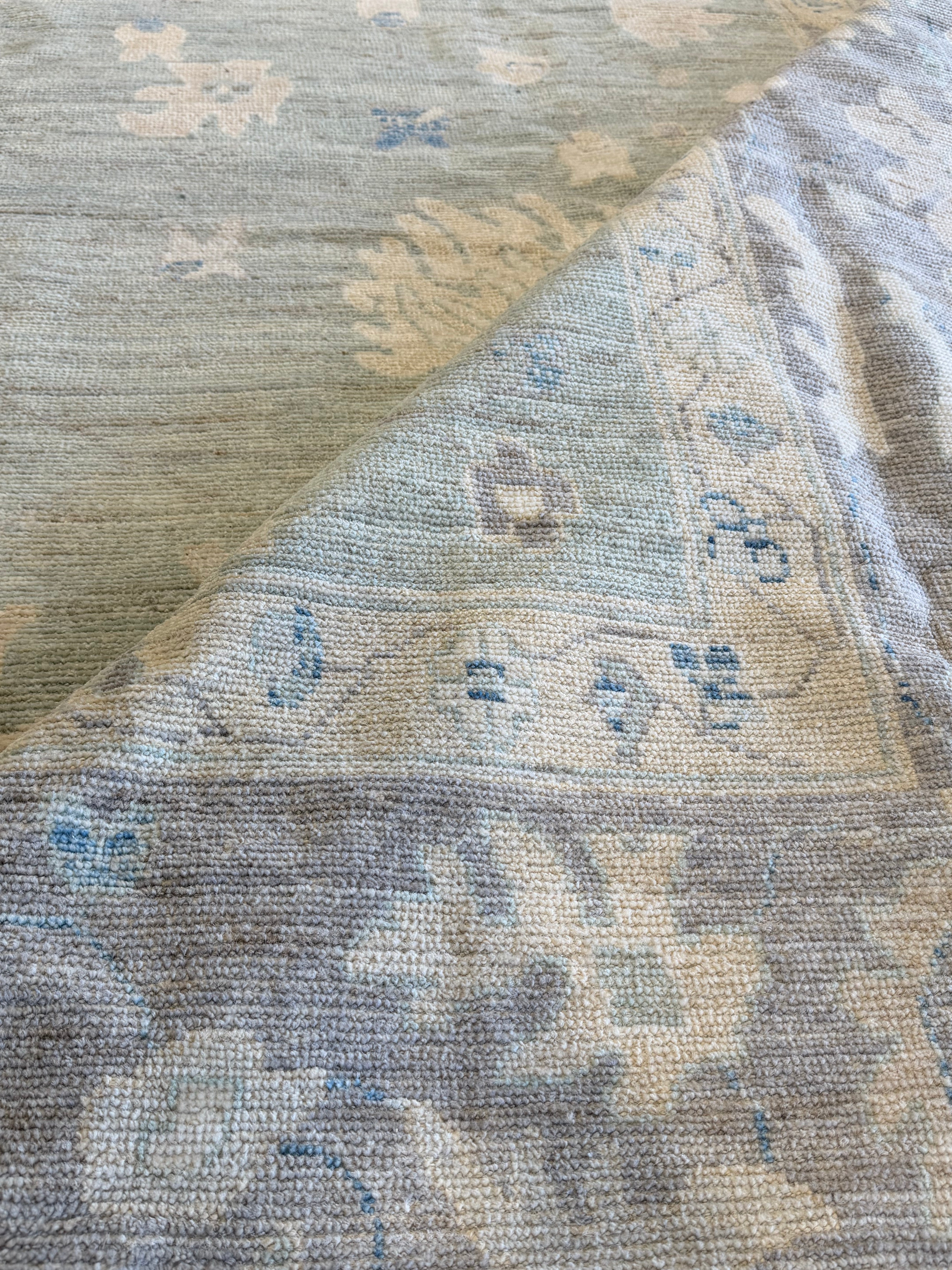 Betty Waddell 12x14.8 Blue Hand-Knotted Oushak