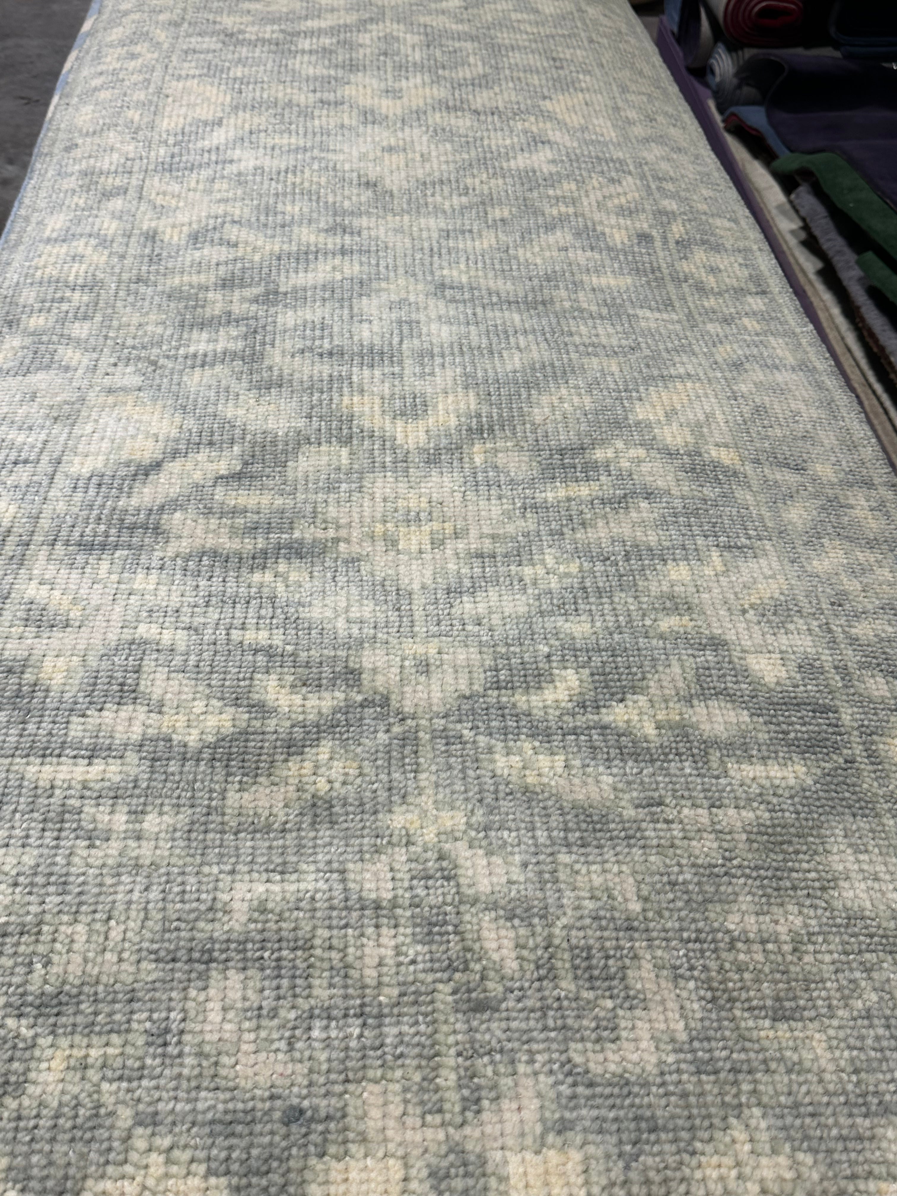 Kate Fodor 2.9x18.3 Grey Hand-Knotted Oushak Runner