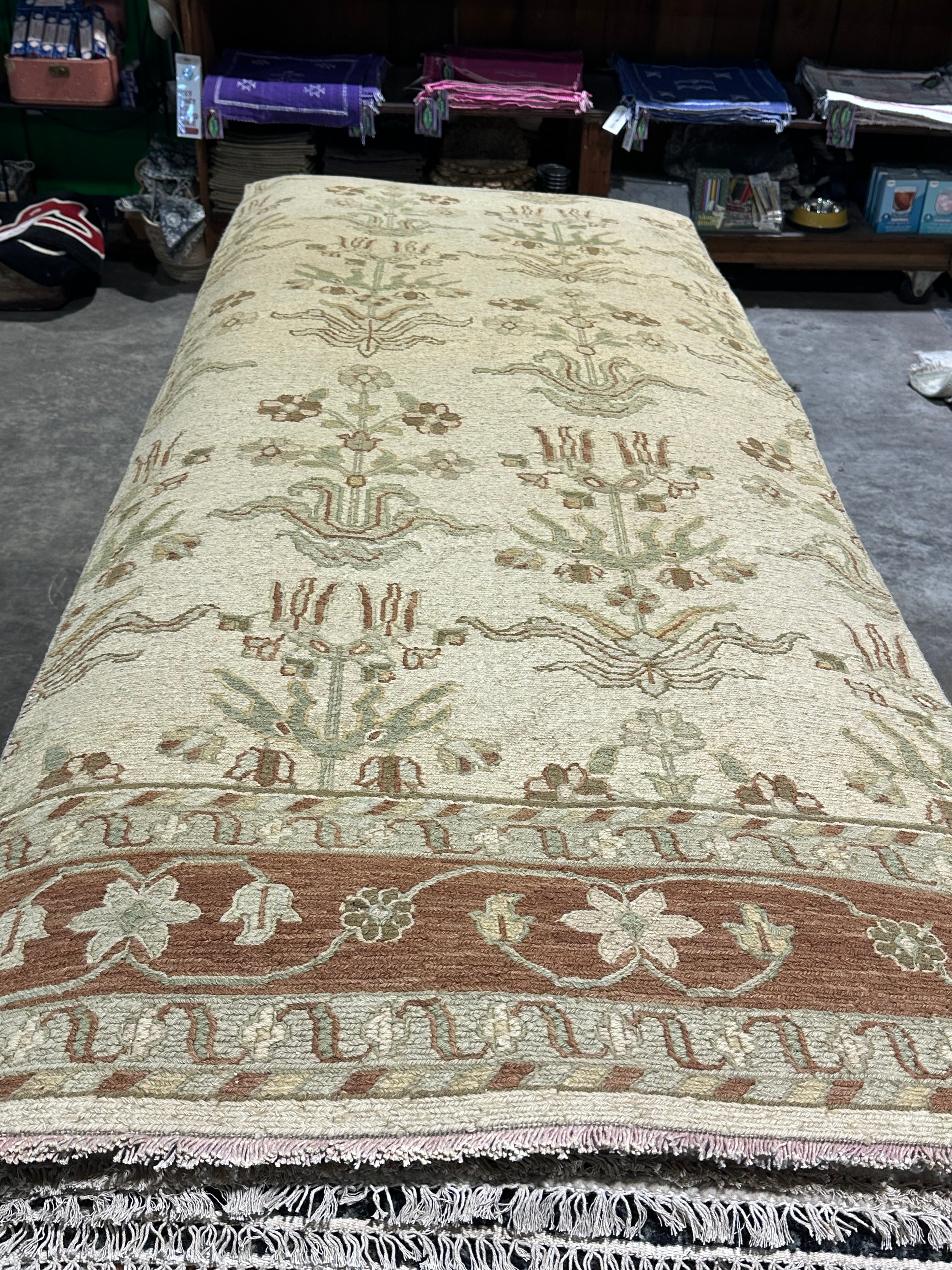 Penny Pann 3x9.6 Beige Hand-Knotted Oushak Runner