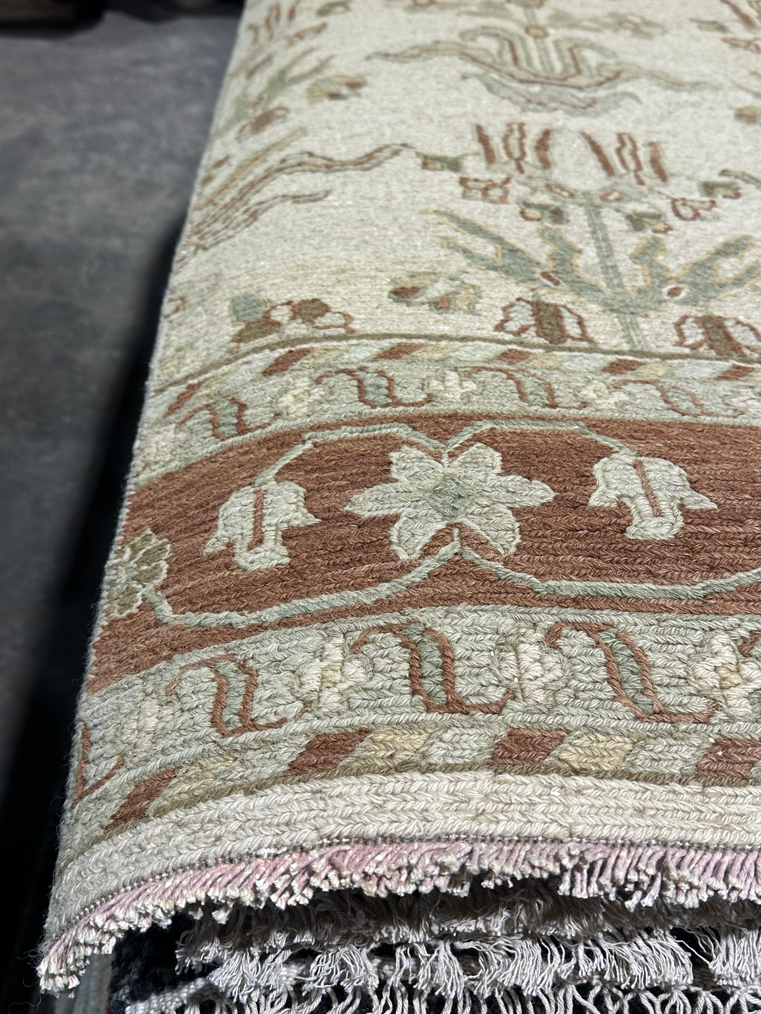 Penny Pann 3x9.6 Beige Hand-Knotted Oushak Runner