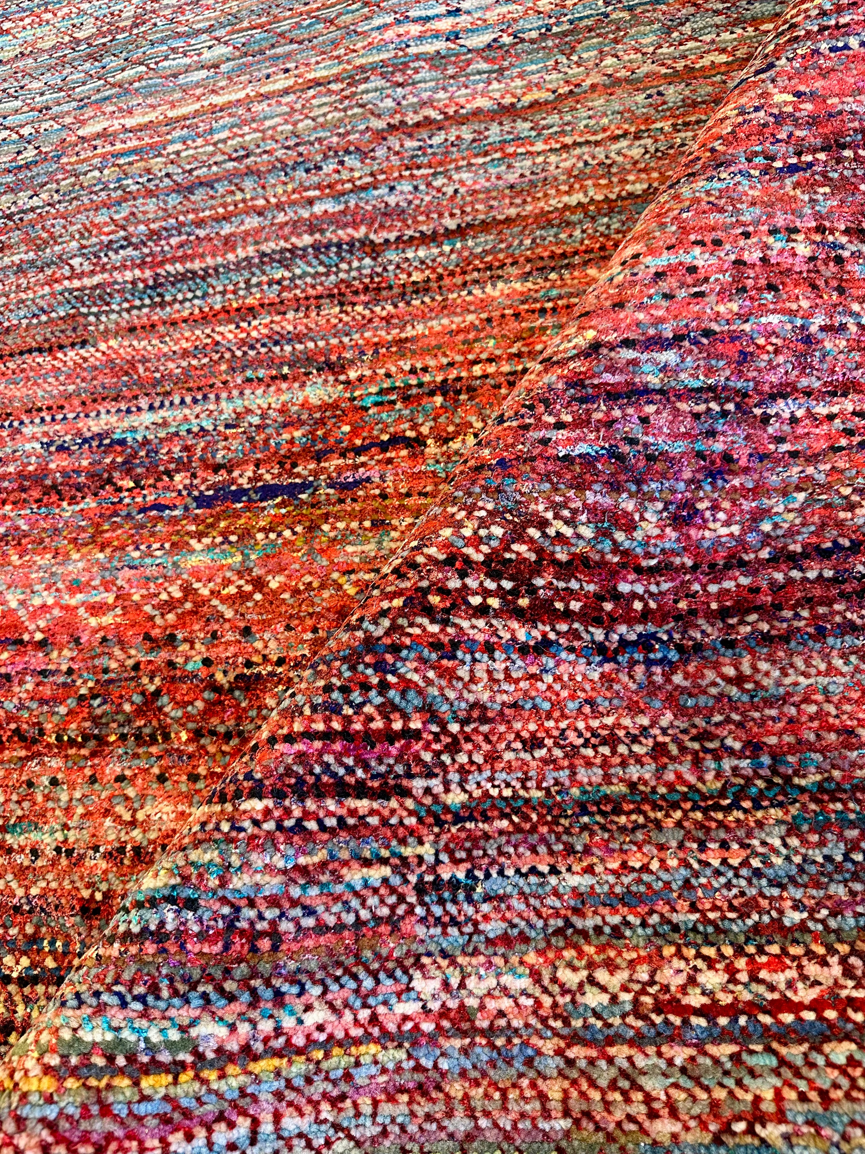 Brittany 10x13.9 Hand-Knotted Grass Style Multi-Color Rust Mix