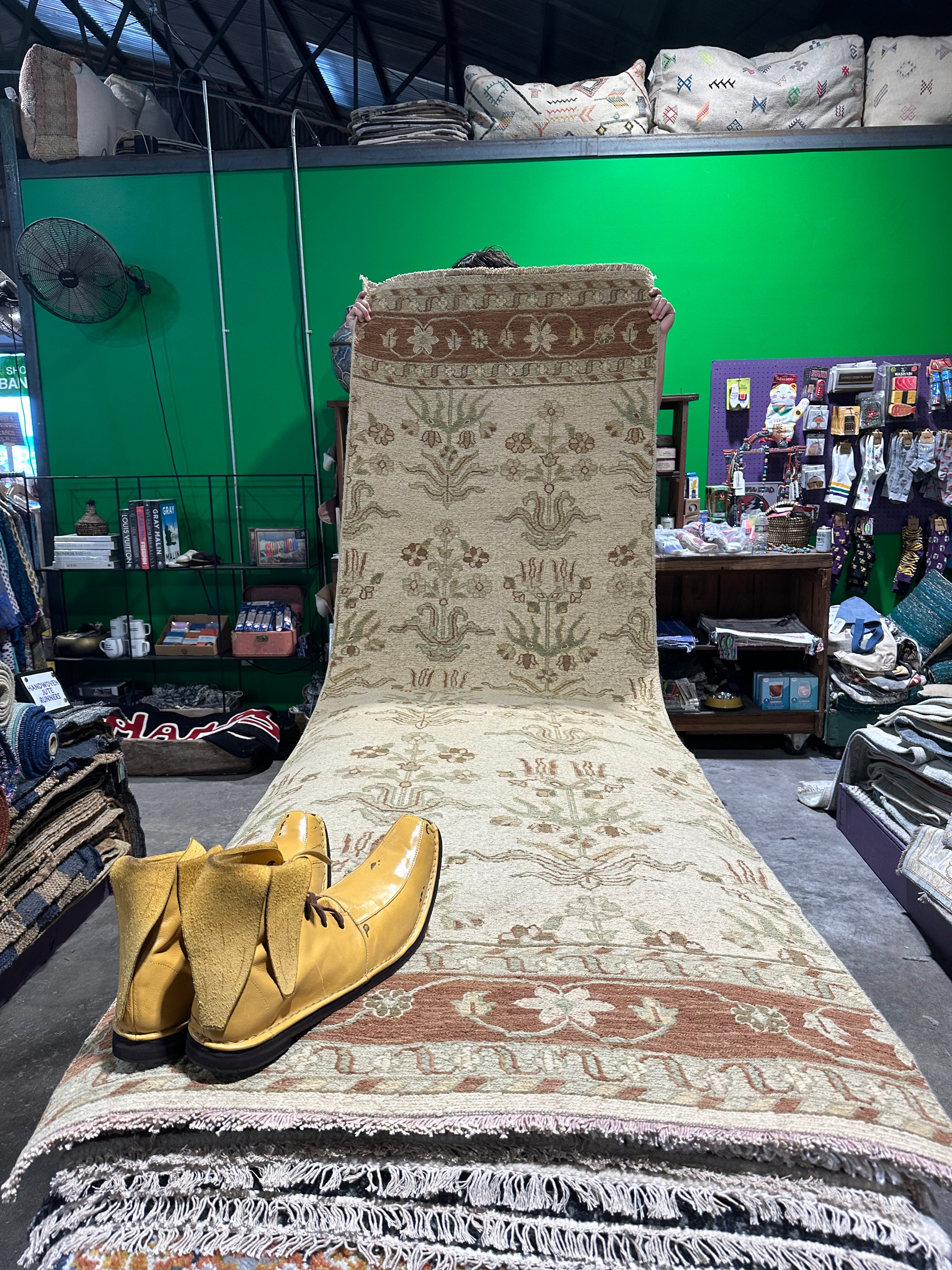 Penny Pann 3x9.6 Beige Hand-Knotted Oushak Runner