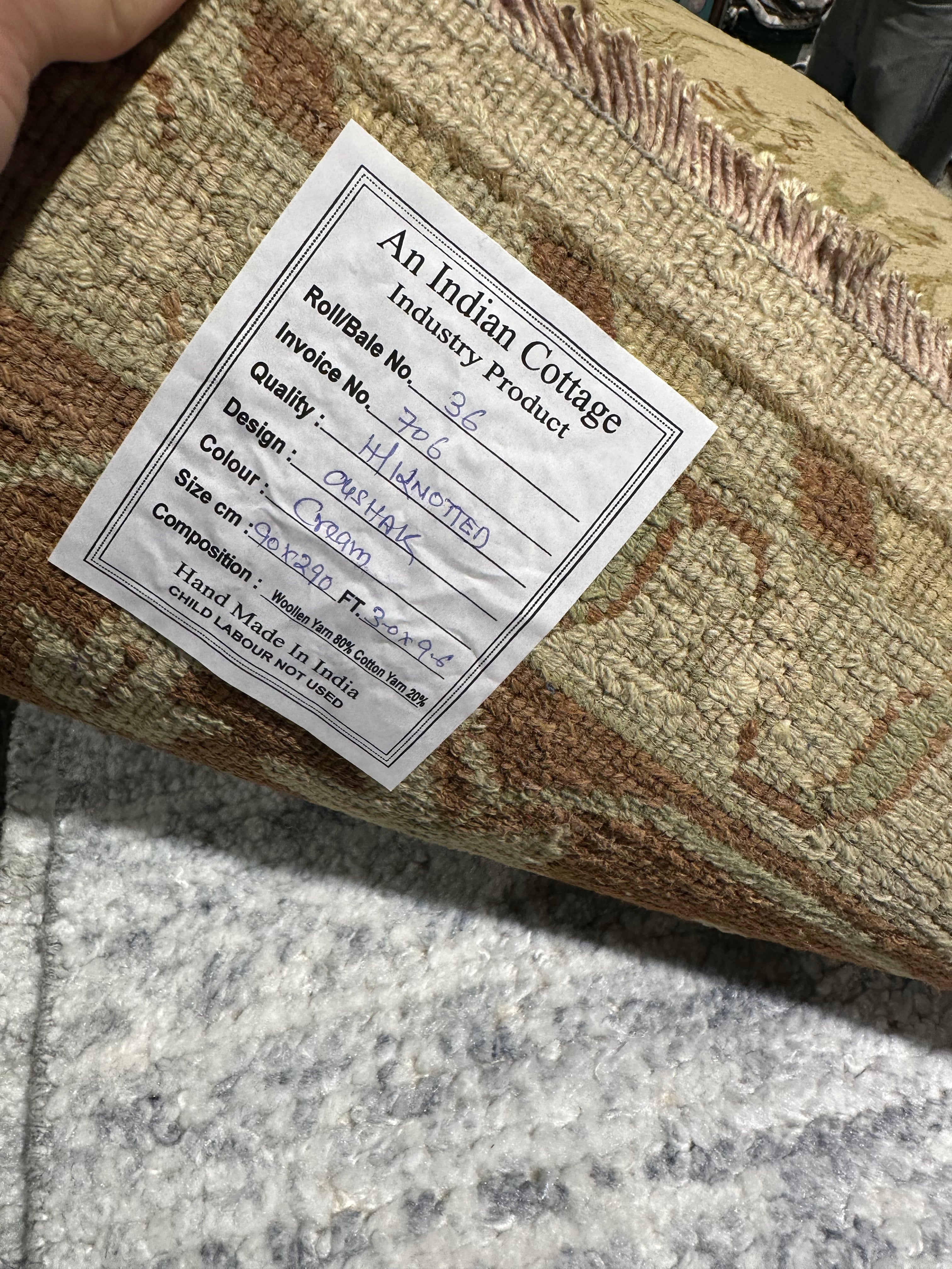 Penny Pann 3x9.6 Beige Hand-Knotted Oushak Runner