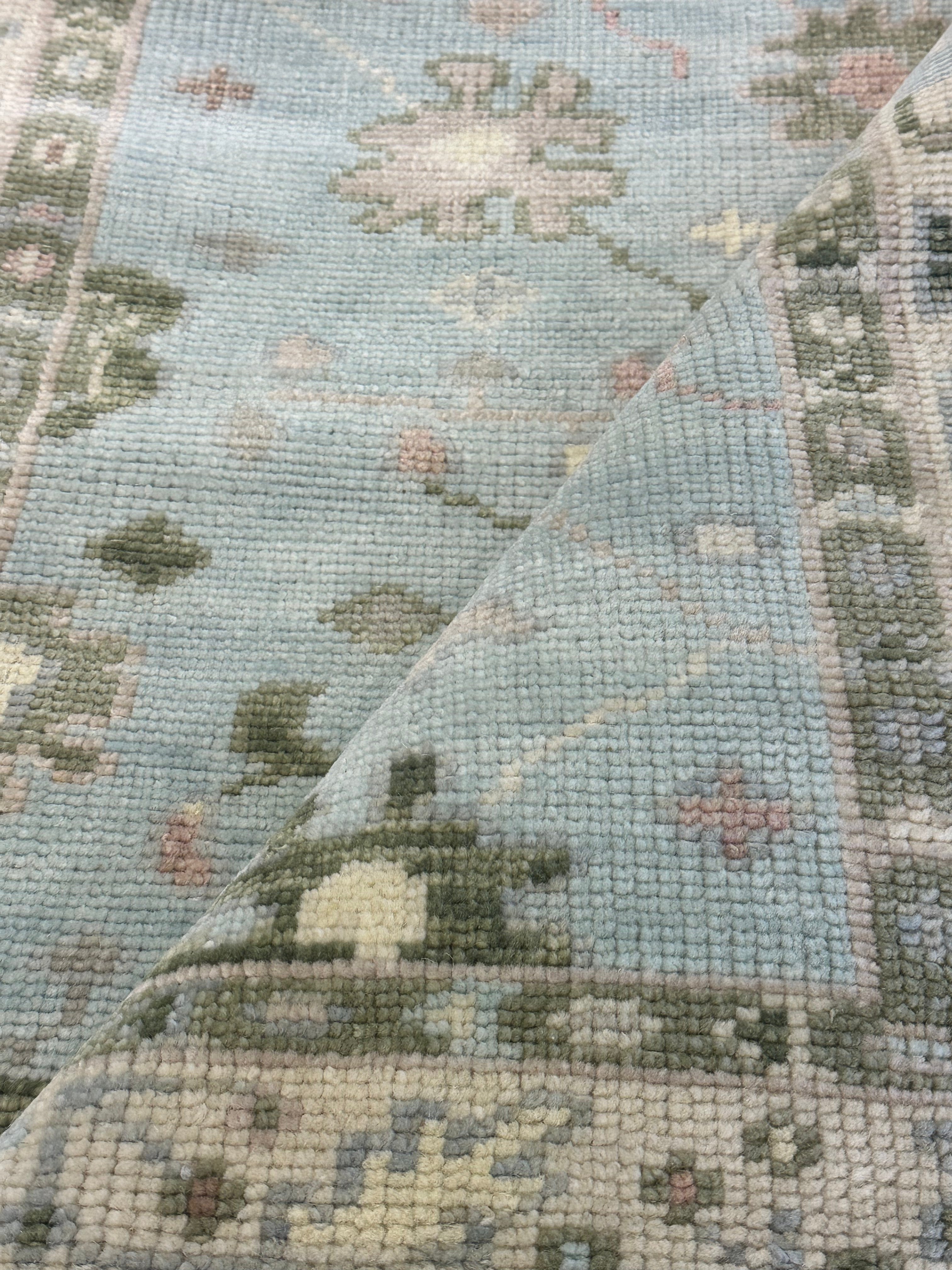 Linette McCown 4x6 Light Blue Hand-Knotted Oushak Rug