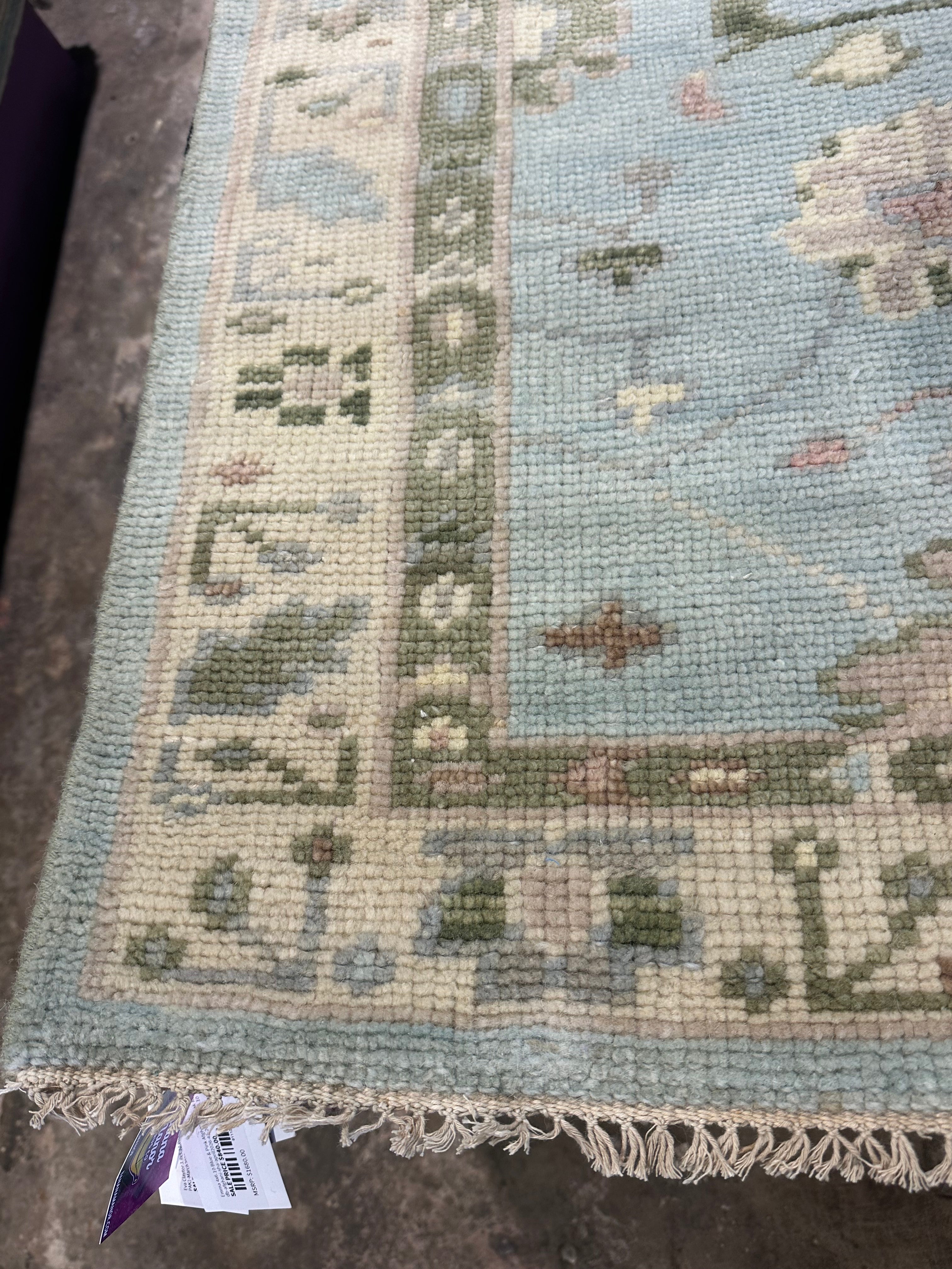 Linette McCown 4x6 Light Blue Hand-Knotted Oushak Rug