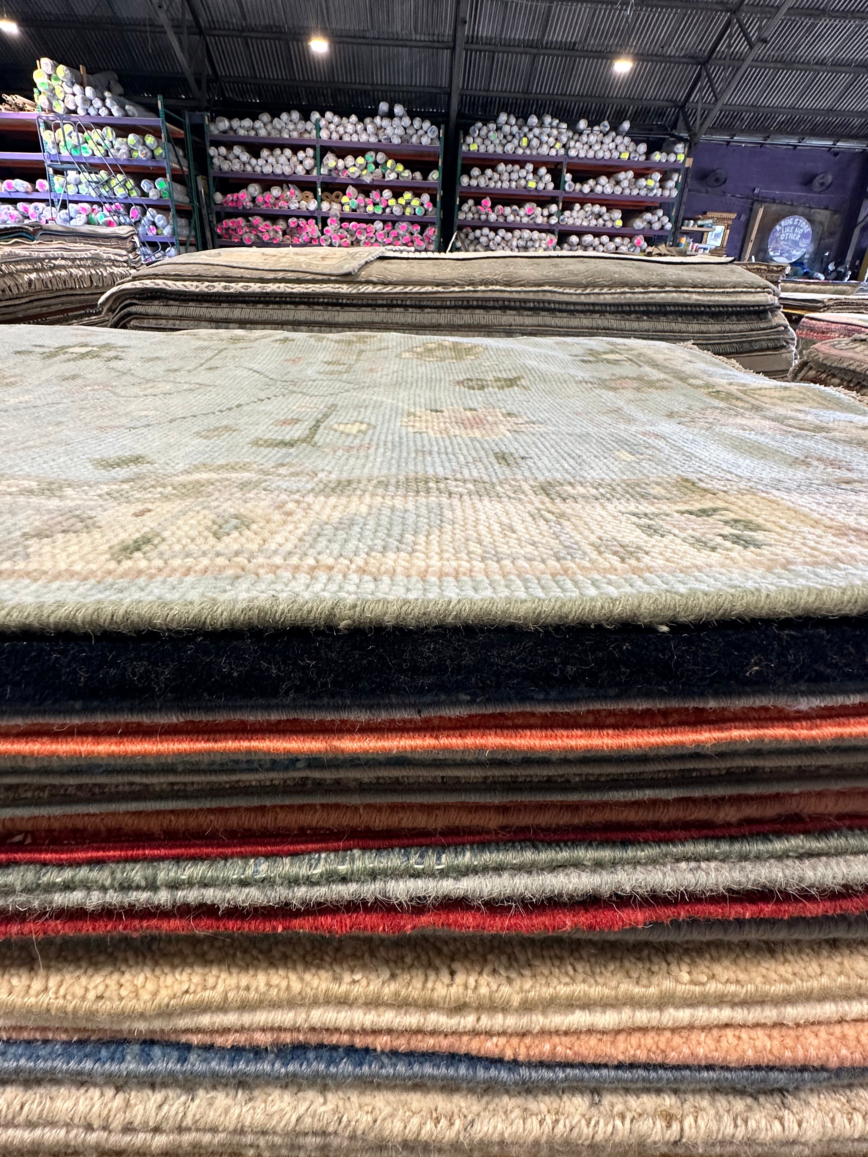 Linette McCown 4x6 Light Blue Hand-Knotted Oushak Rug