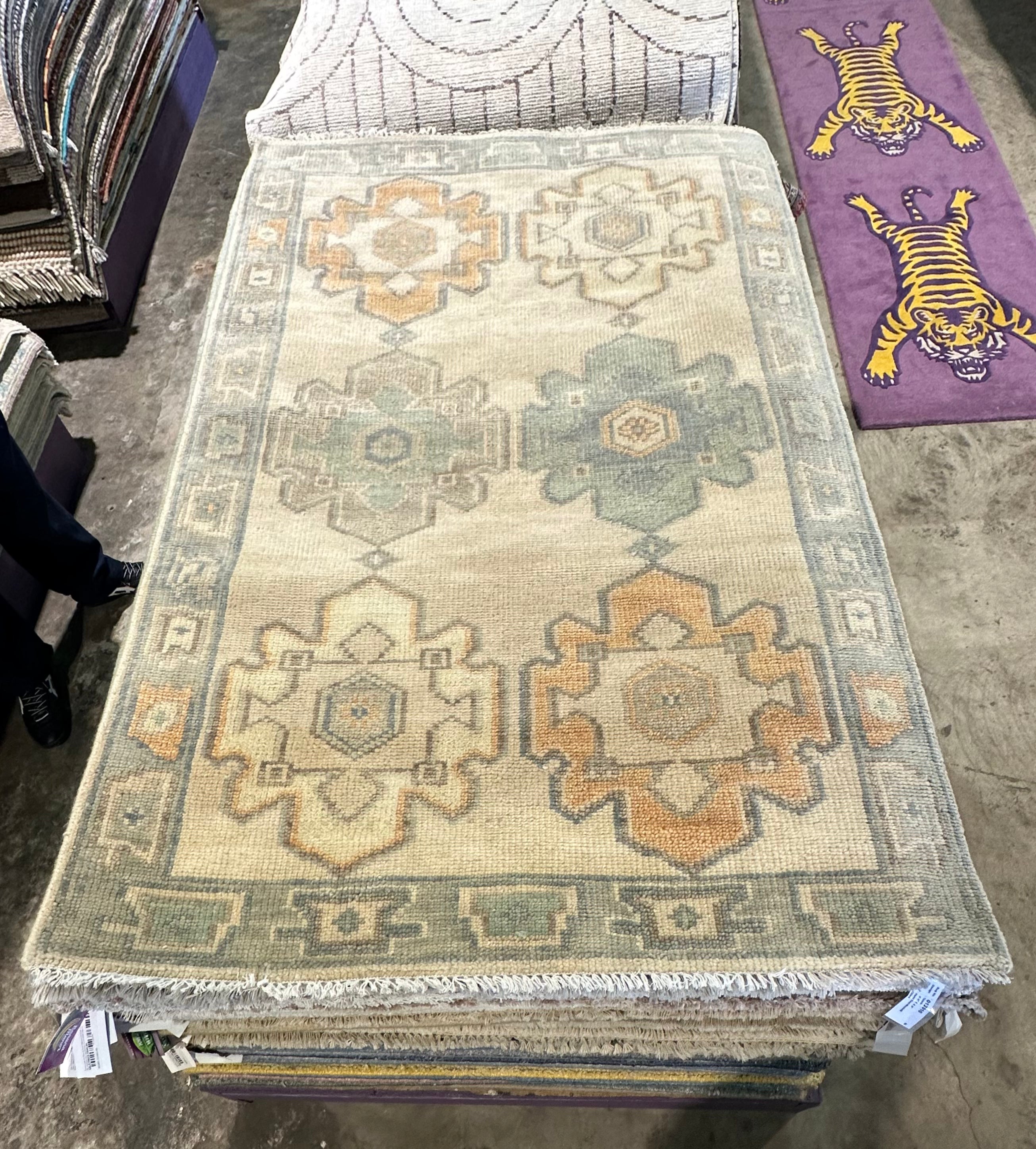Libby Cuenin 4x6 Grey Hand-Knotted Oushak Rug