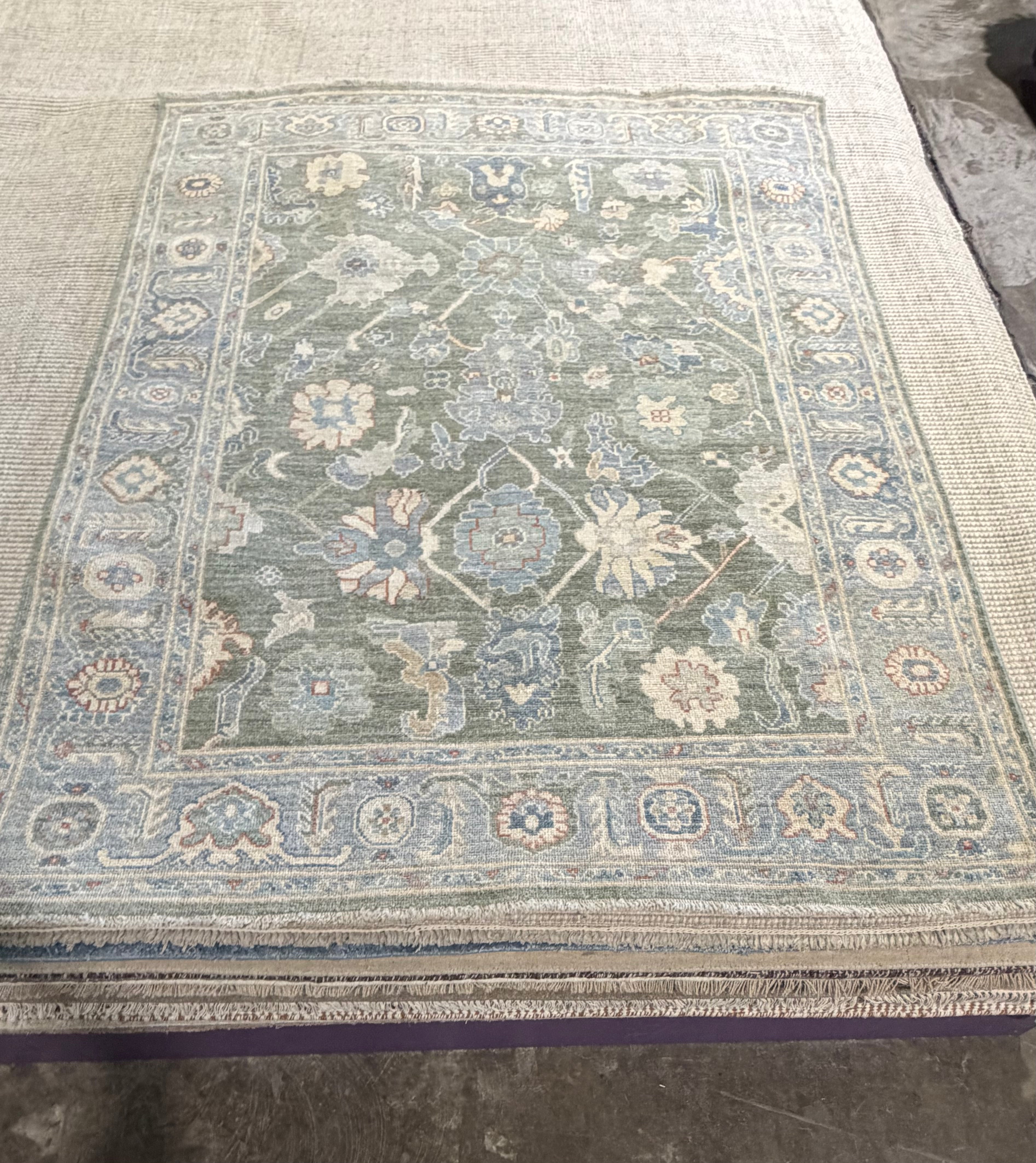 Anna Yuan 5x6.6 Green Afghani Oushak