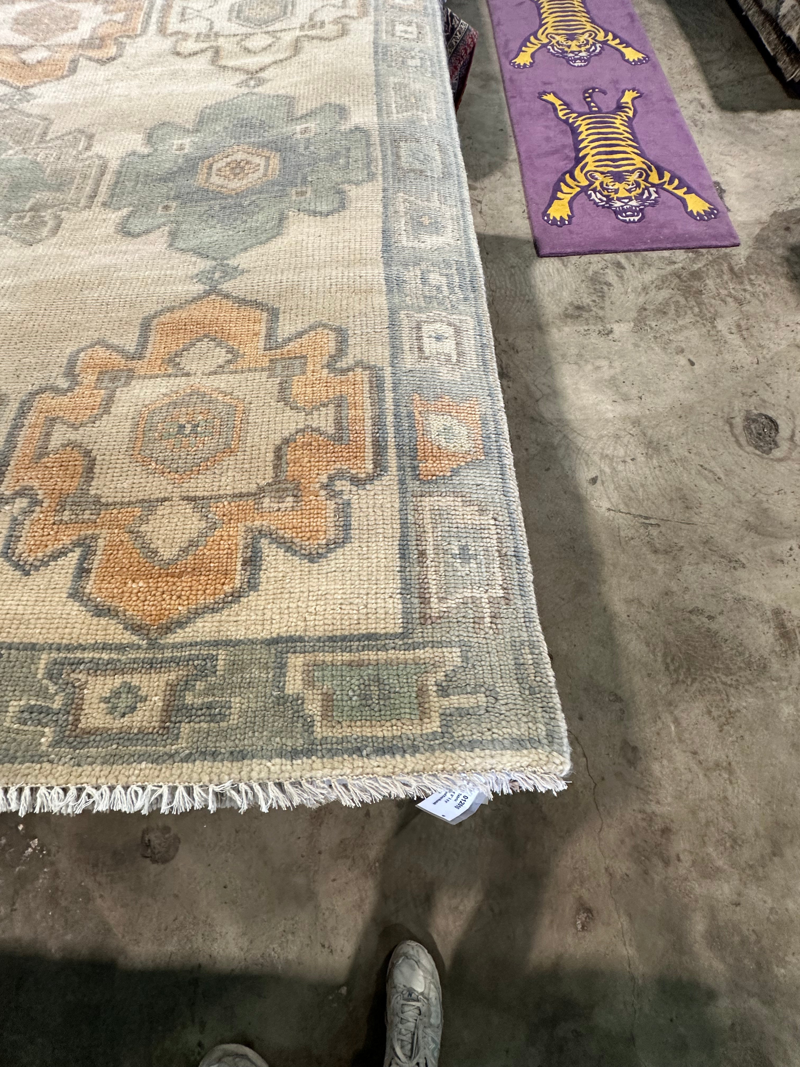Libby Cuenin 4x6 Grey Hand-Knotted Oushak Rug