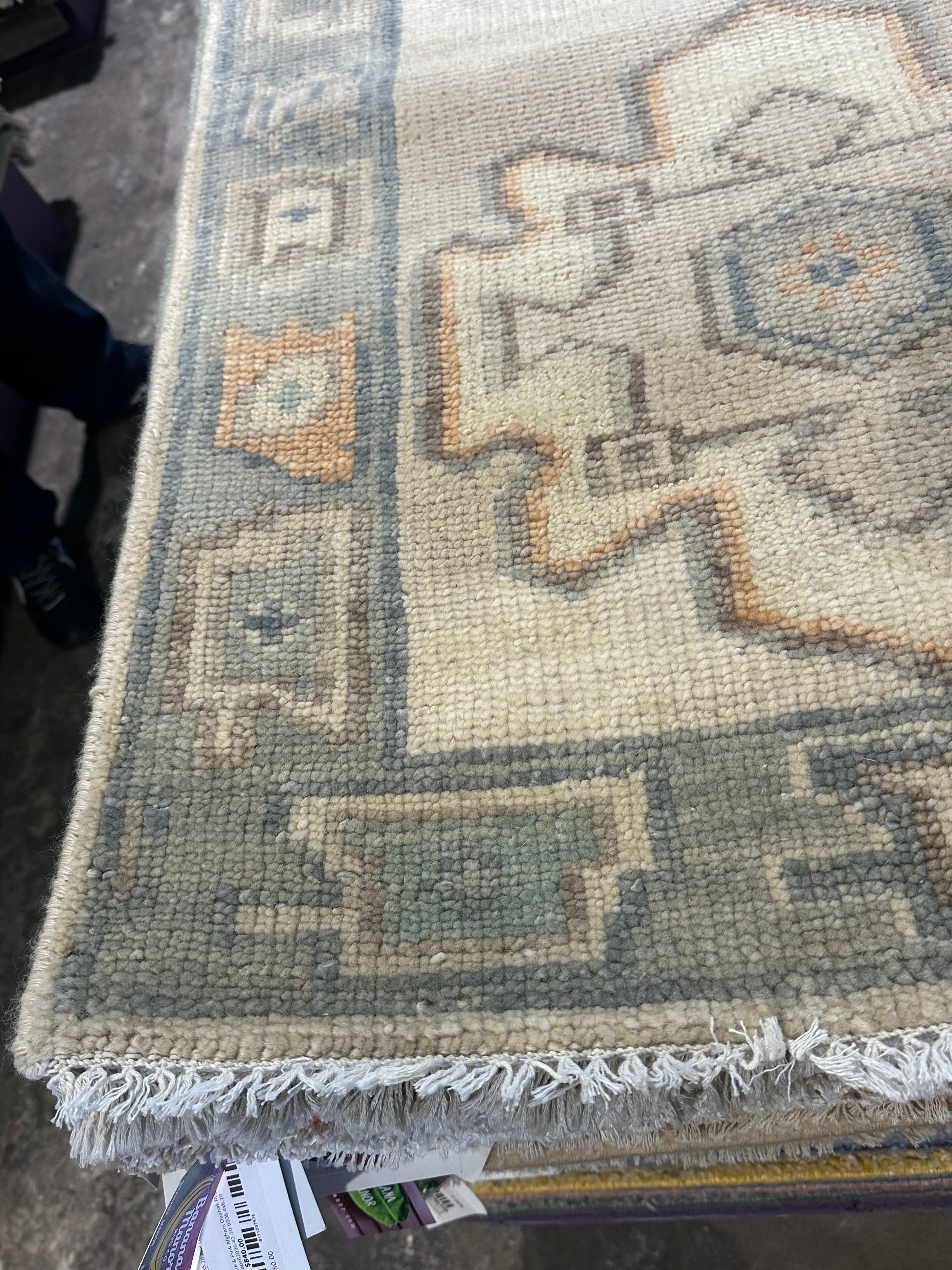 Libby Cuenin 4x6 Grey Hand-Knotted Oushak Rug