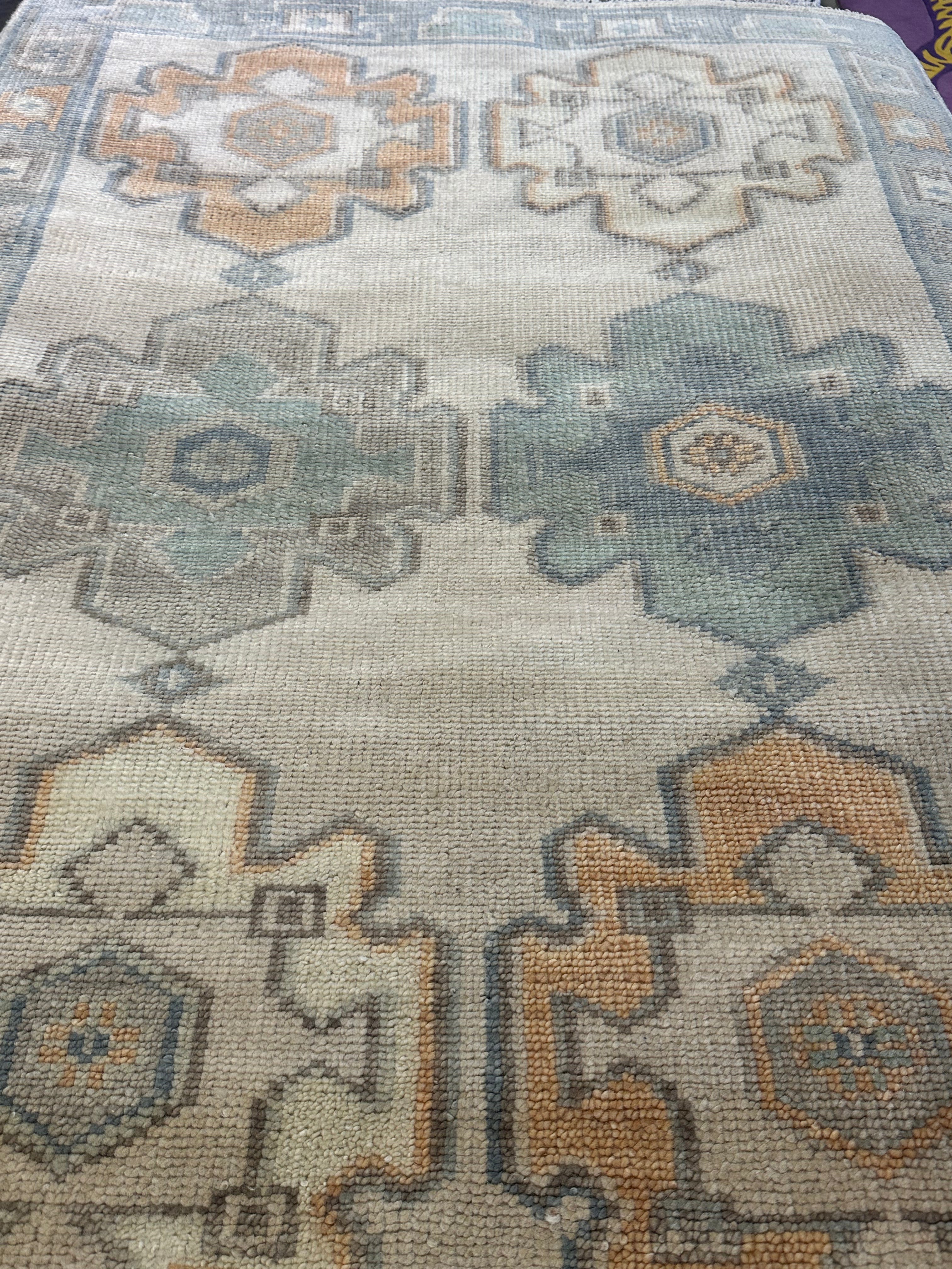 Libby Cuenin 4x6 Grey Hand-Knotted Oushak Rug