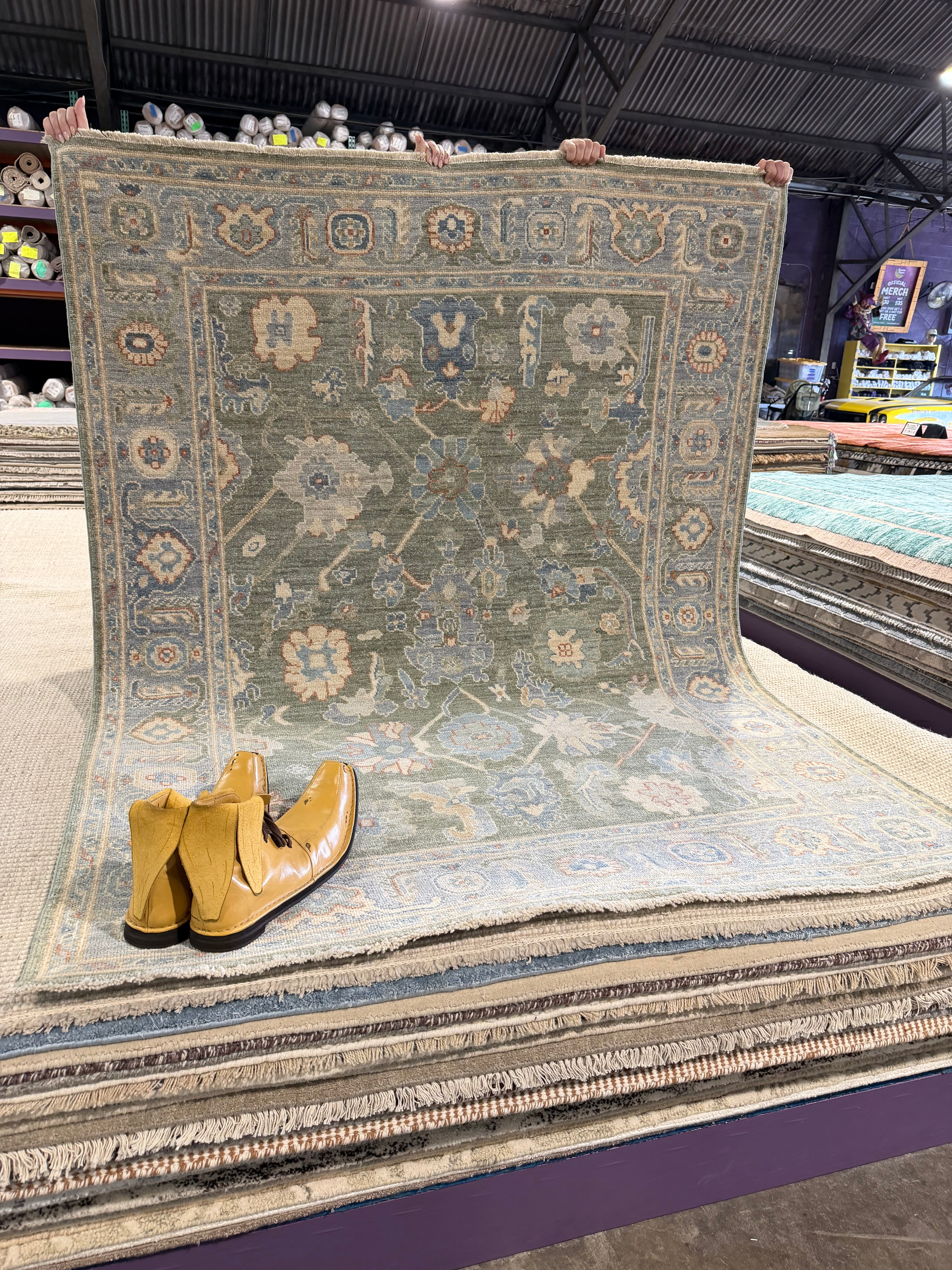 Anna Yuan 5x6.6 Green Afghani Oushak