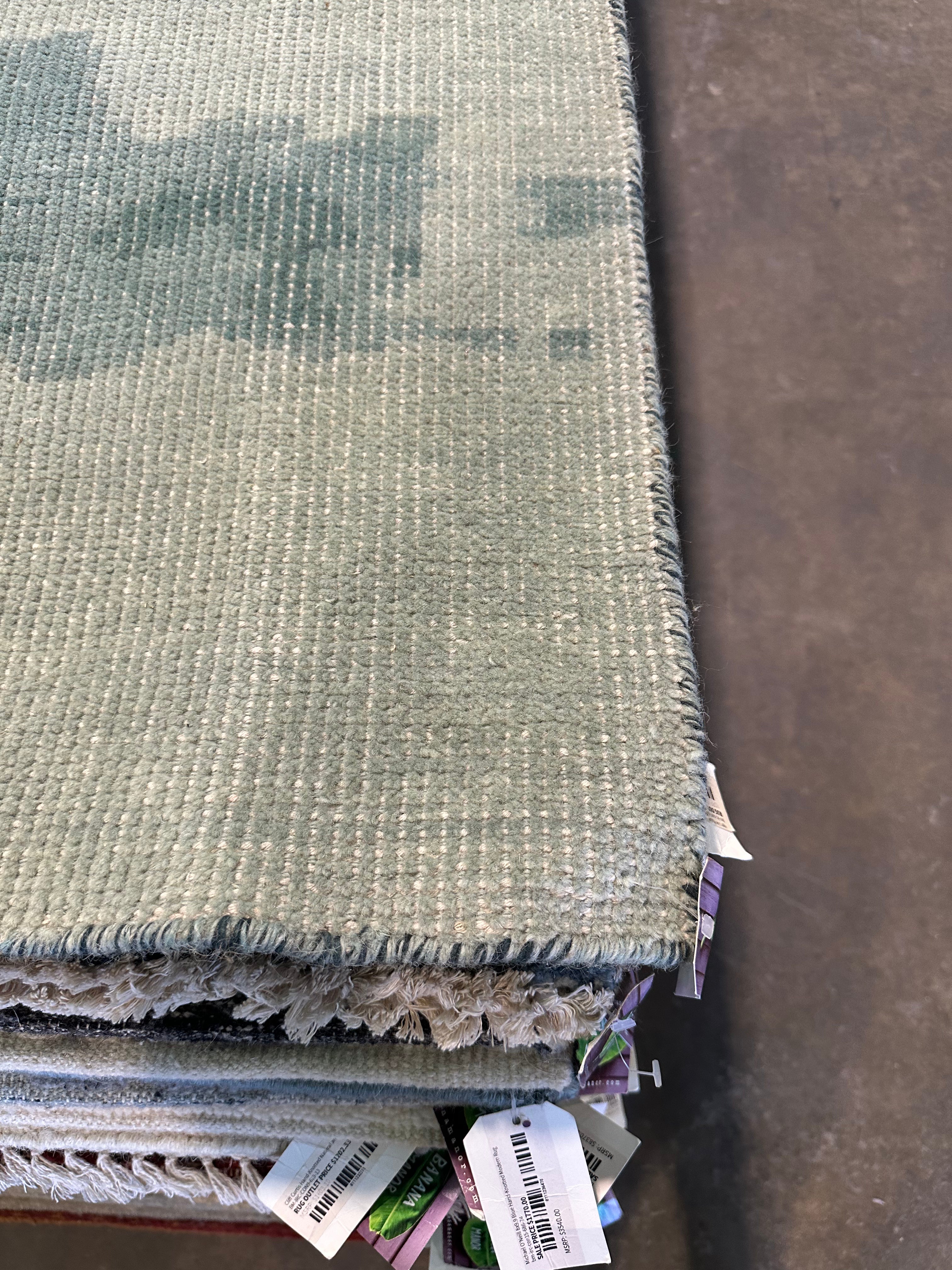 Billy Martin 8x10 Green Hand-Knotted Modern Abstract Rug