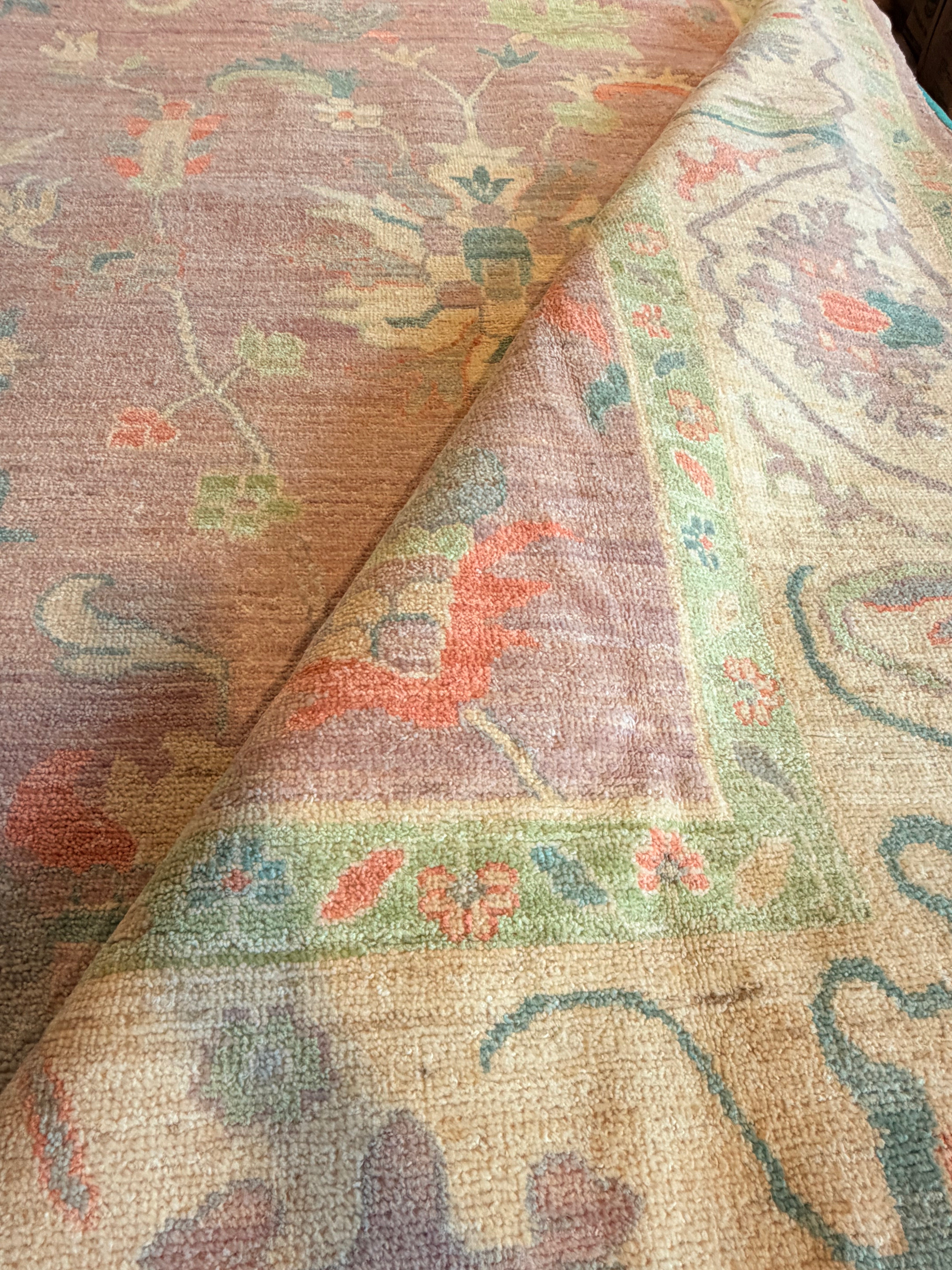 Vanessa Boreland 12.1x14.9 Purple Afghani Whitewashed Oushak