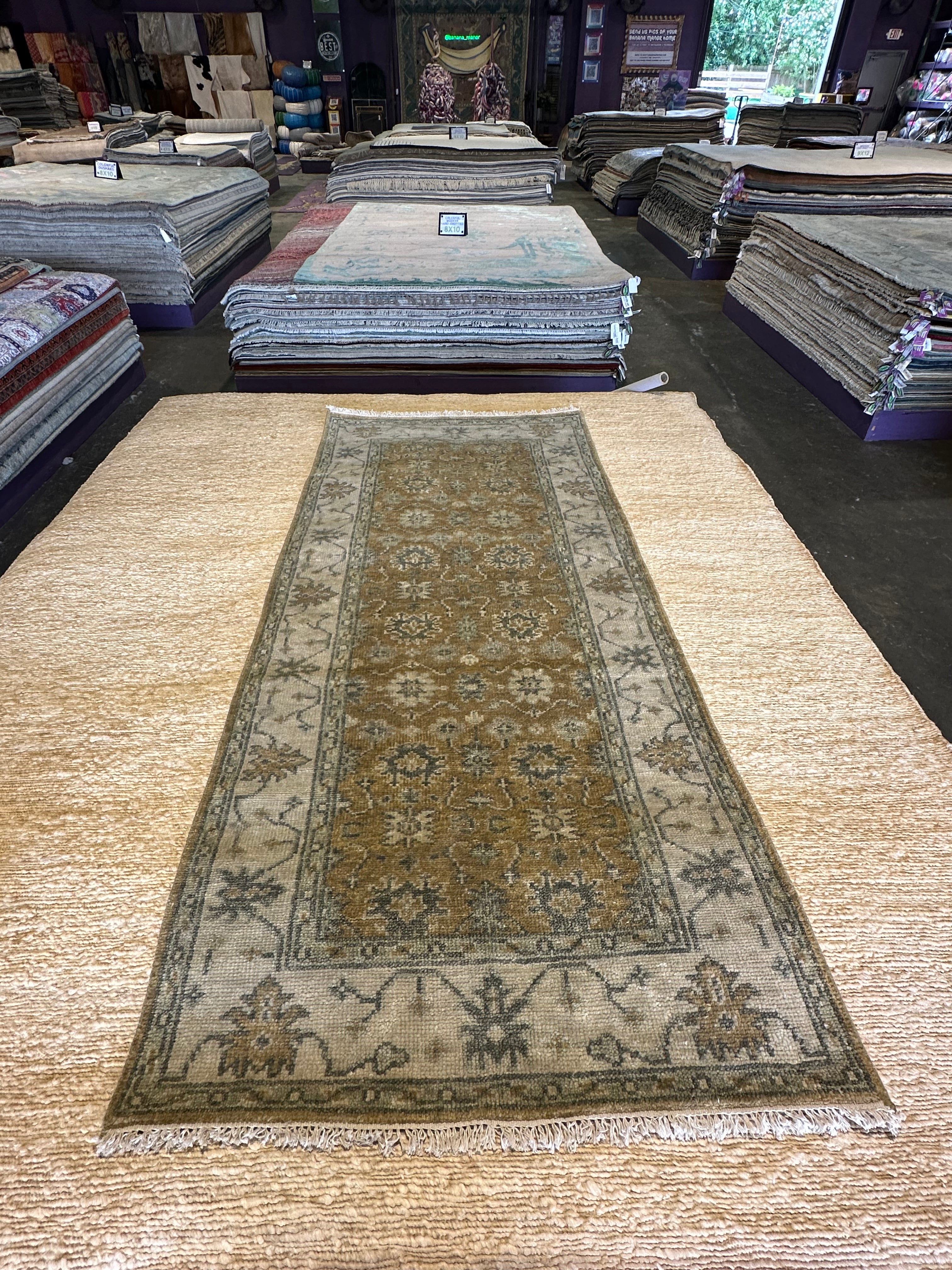 Brenda Leap 3.6x8 Brown Hand-Knotted Oushak Runner