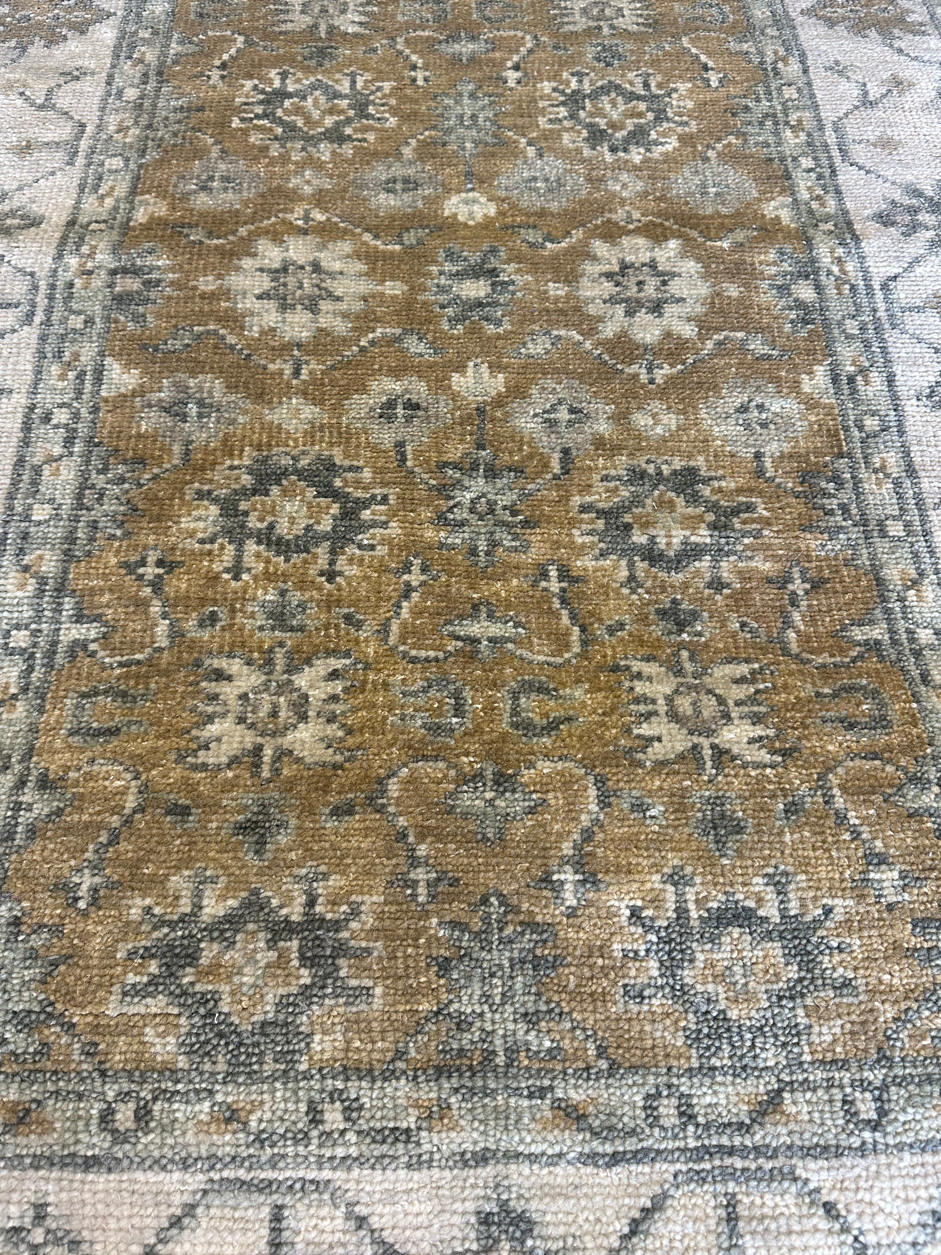 Brenda Leap 3.6x8 Brown Hand-Knotted Oushak Runner
