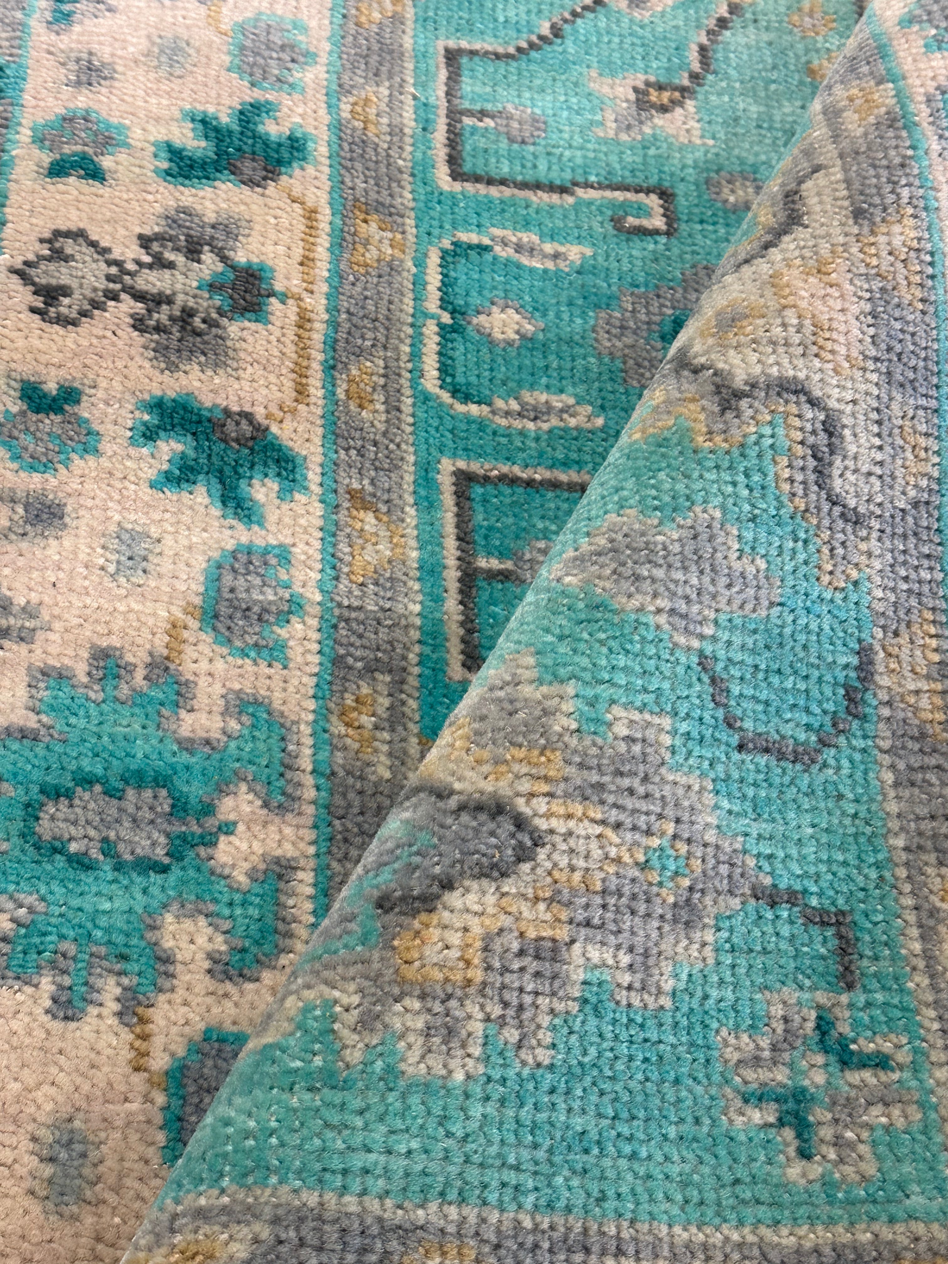Tari Segal 4x6 Light Blue Hand-Knotted Oushak Rug