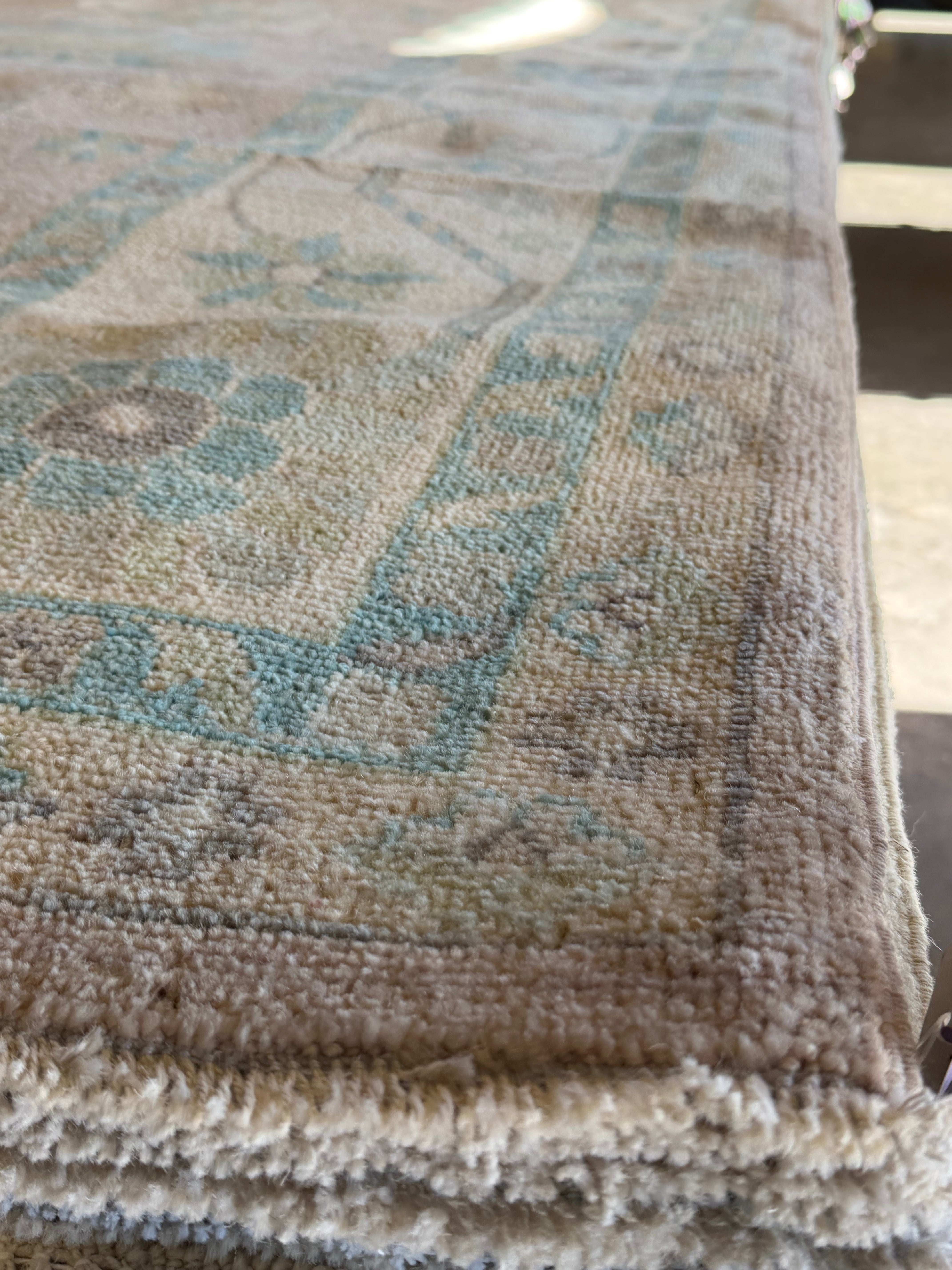 Meg Fink 8.10x11.11 Pink Afghani Whitewashed Oushak